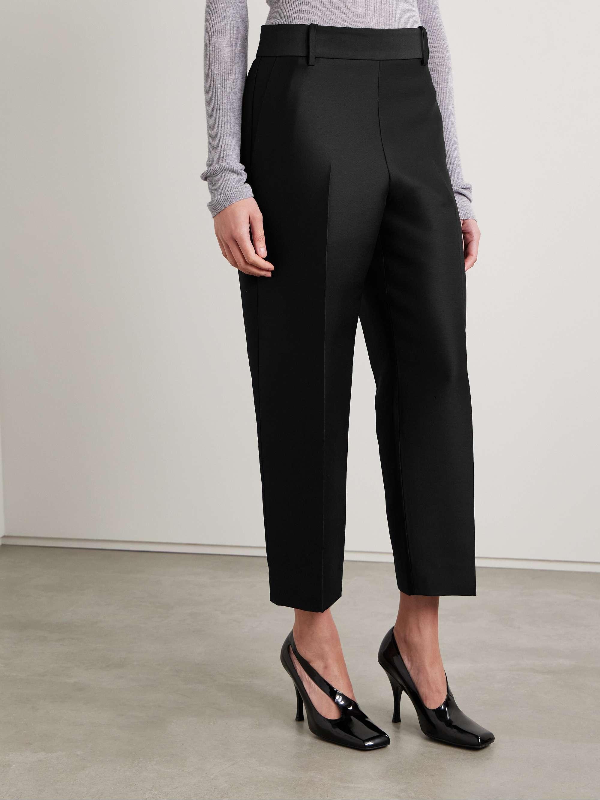 Cam cropped wool and silk-blend faille straight-leg pants view