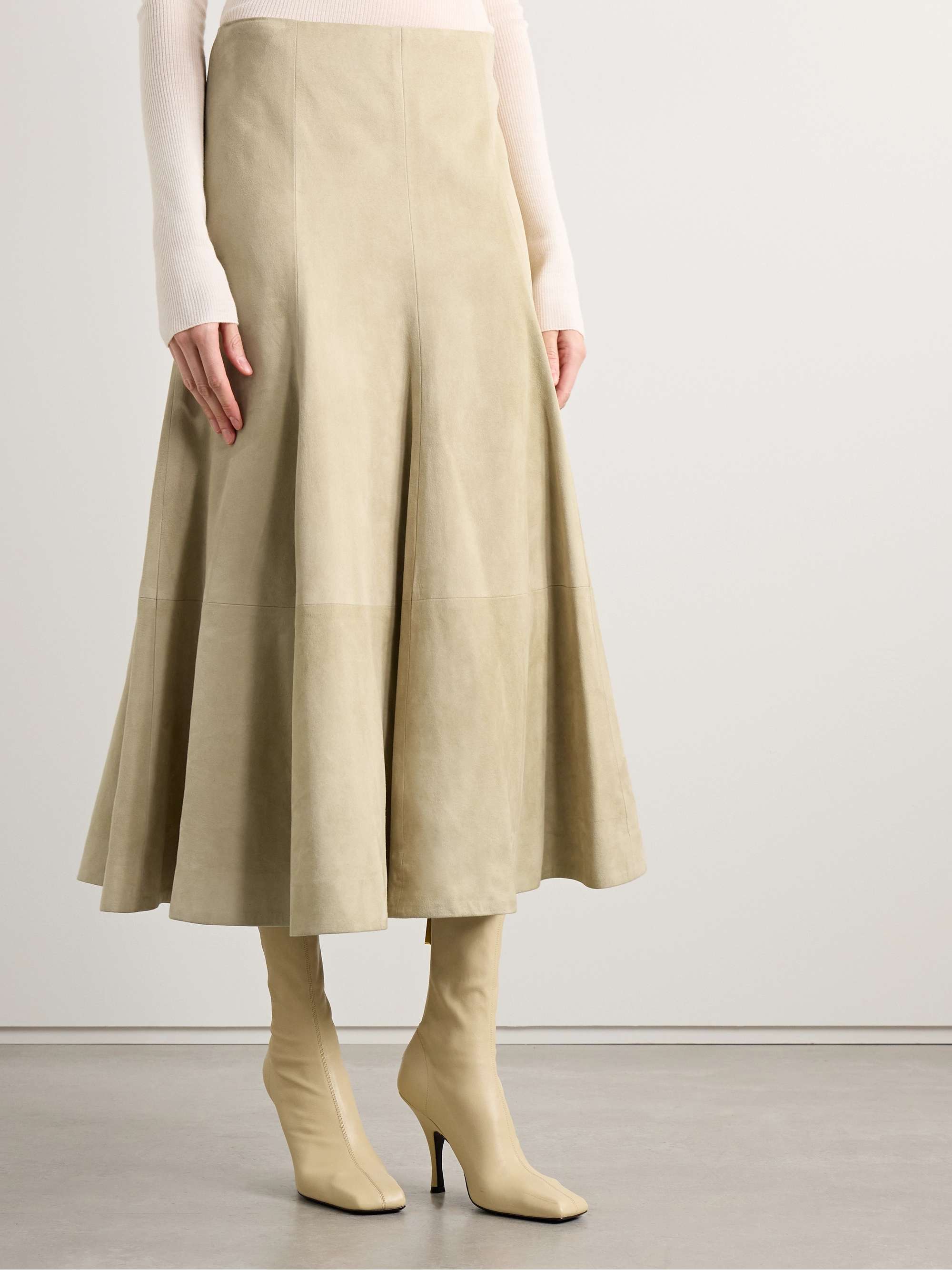 Lenno suede midi skirt view