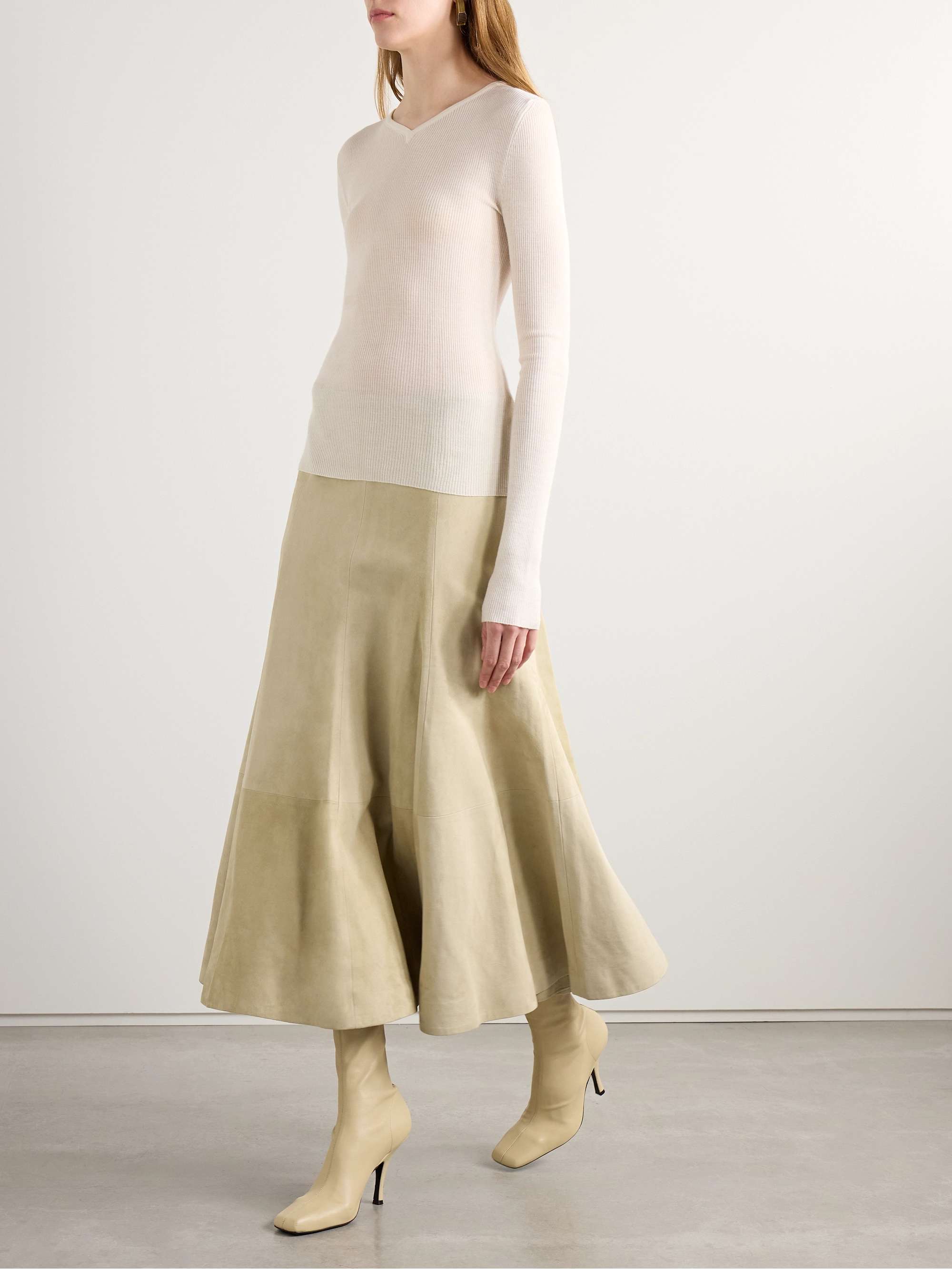 Lenno suede midi skirt view