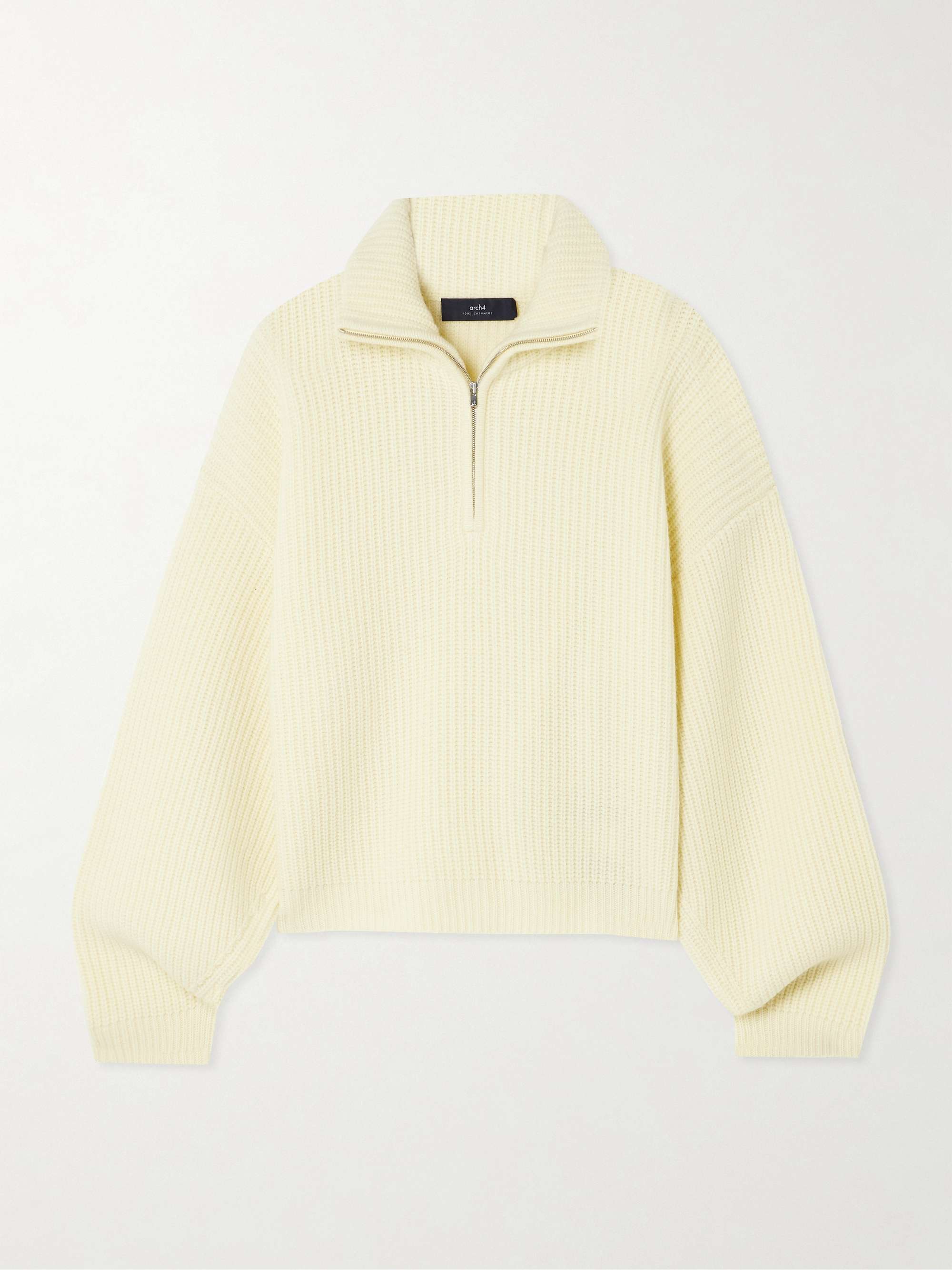 Marigold ribbed cashmere half-zip sweater view
