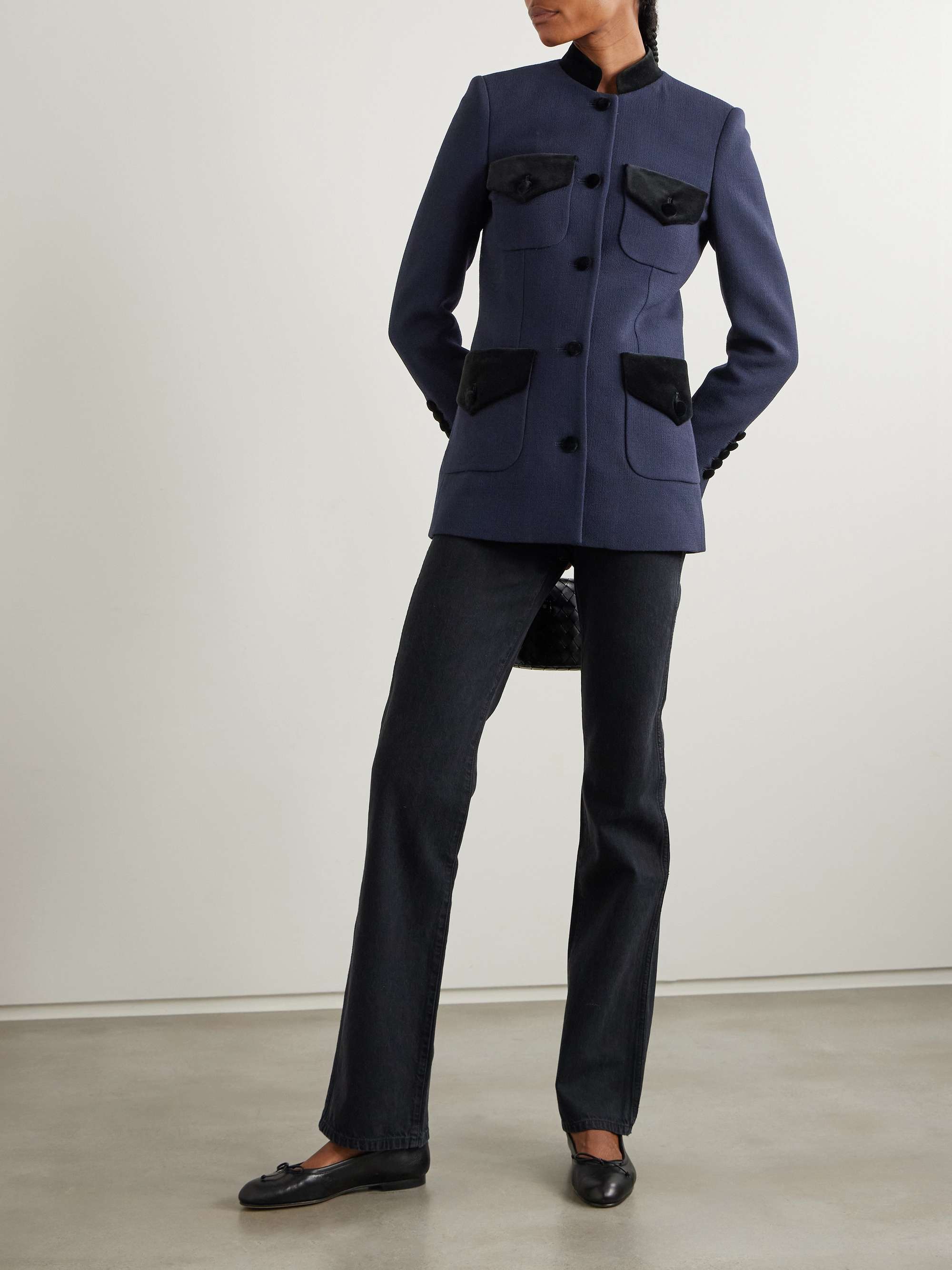 + The Vanguard Raja velvet-trimmed wool jacket view