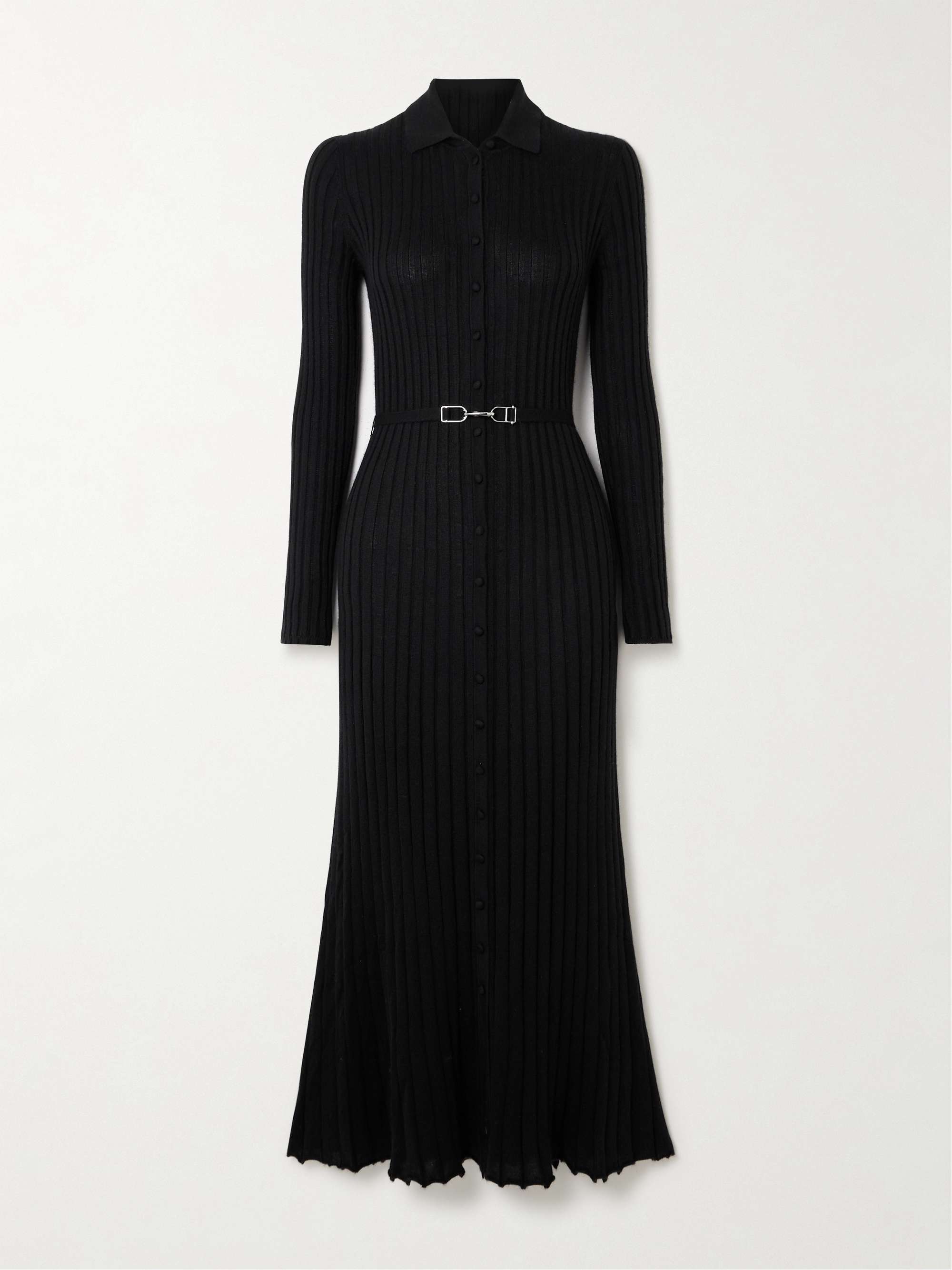 Tenes belted ribbed silk and cashmere-blend midi dress view