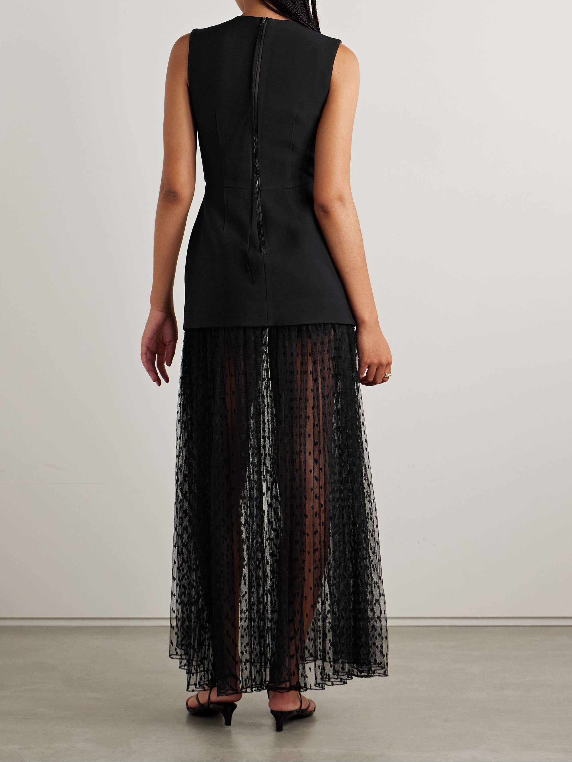 Layered fil coupé silk and grain de poudre wool-blend peplum maxi dress view
