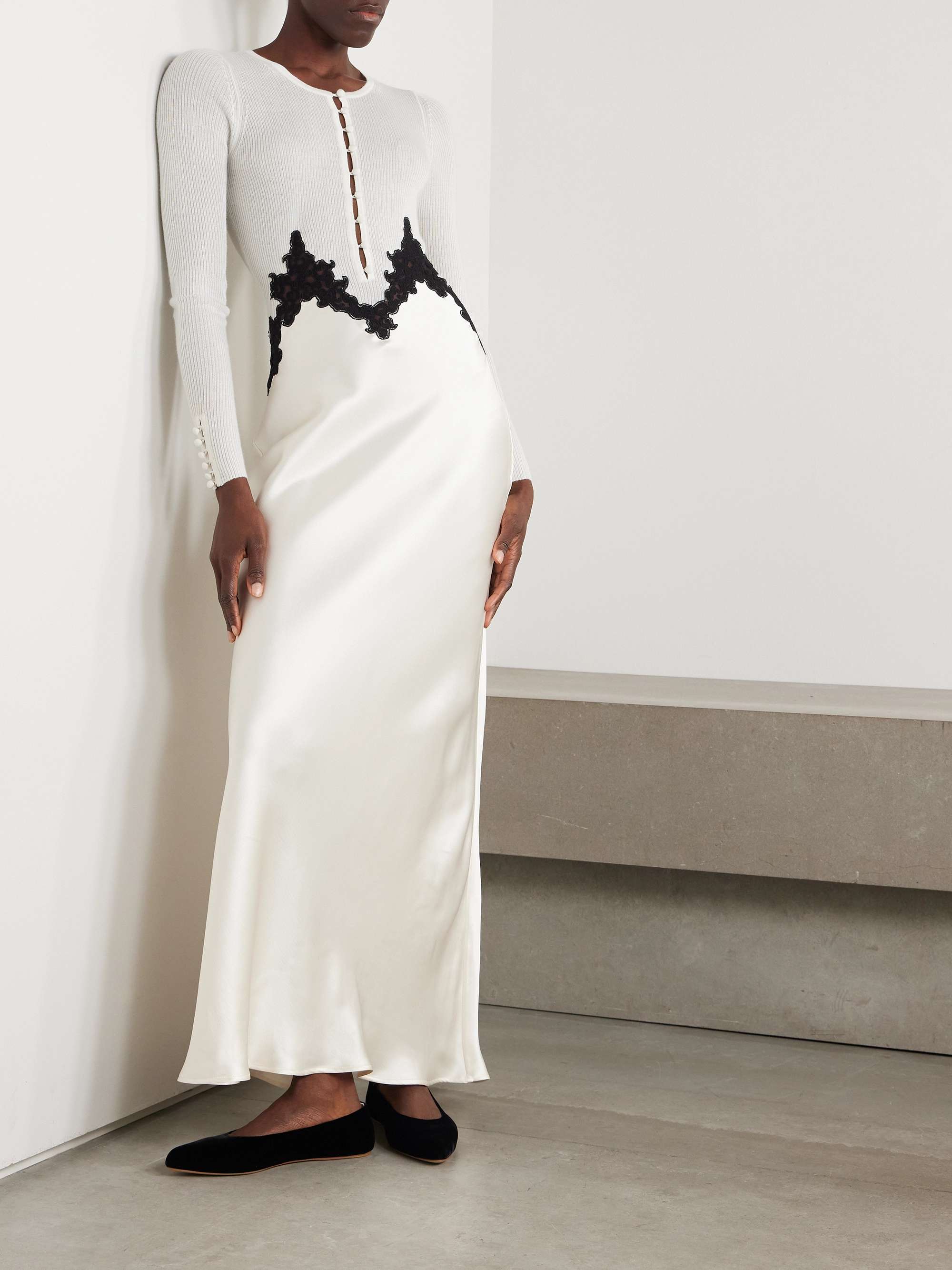 Kerry lace-trimmed ribbed cashmere-blend and silk maxi dress view