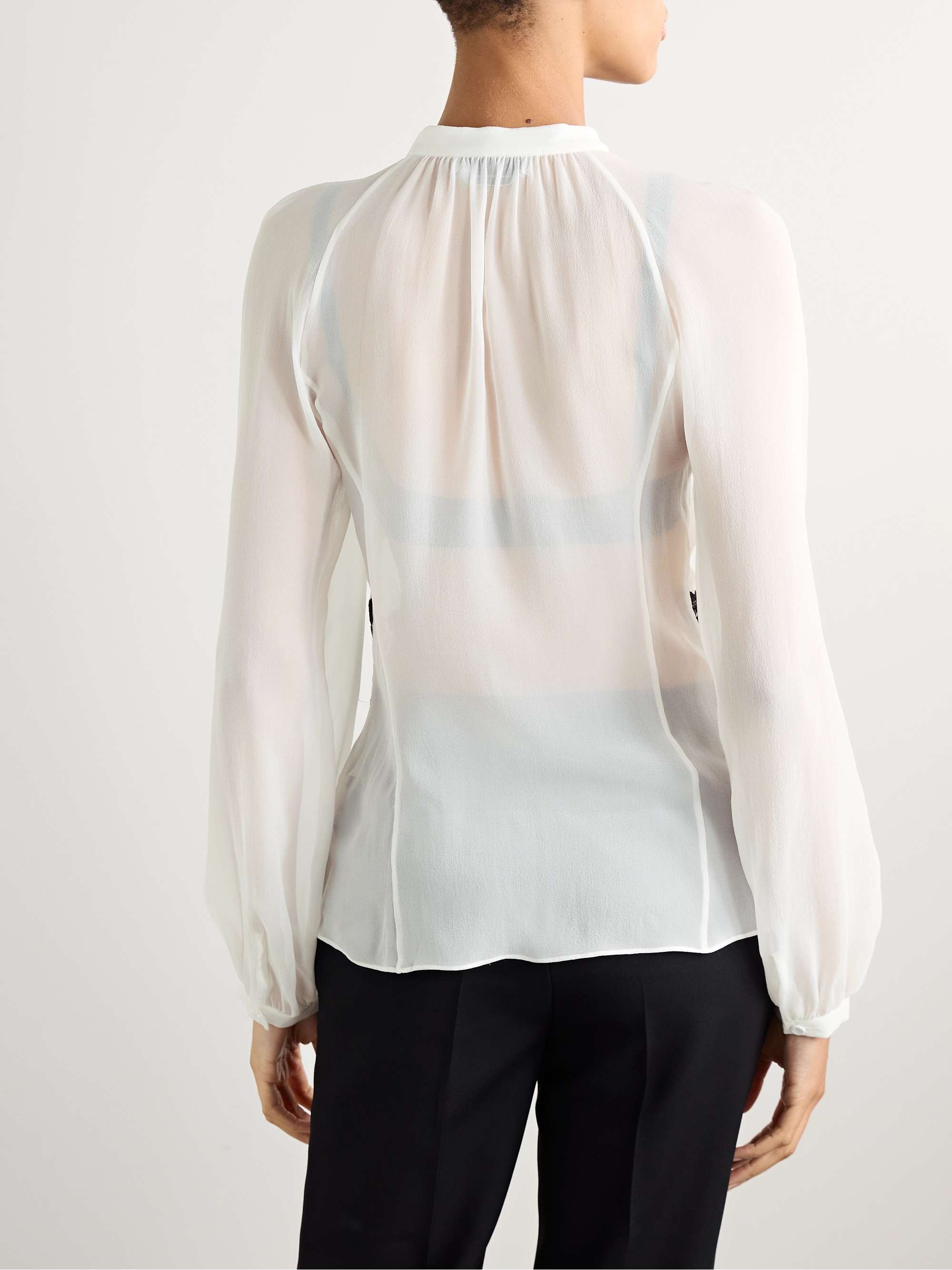 Yately lace-trimmed silk-chiffon blouse view
