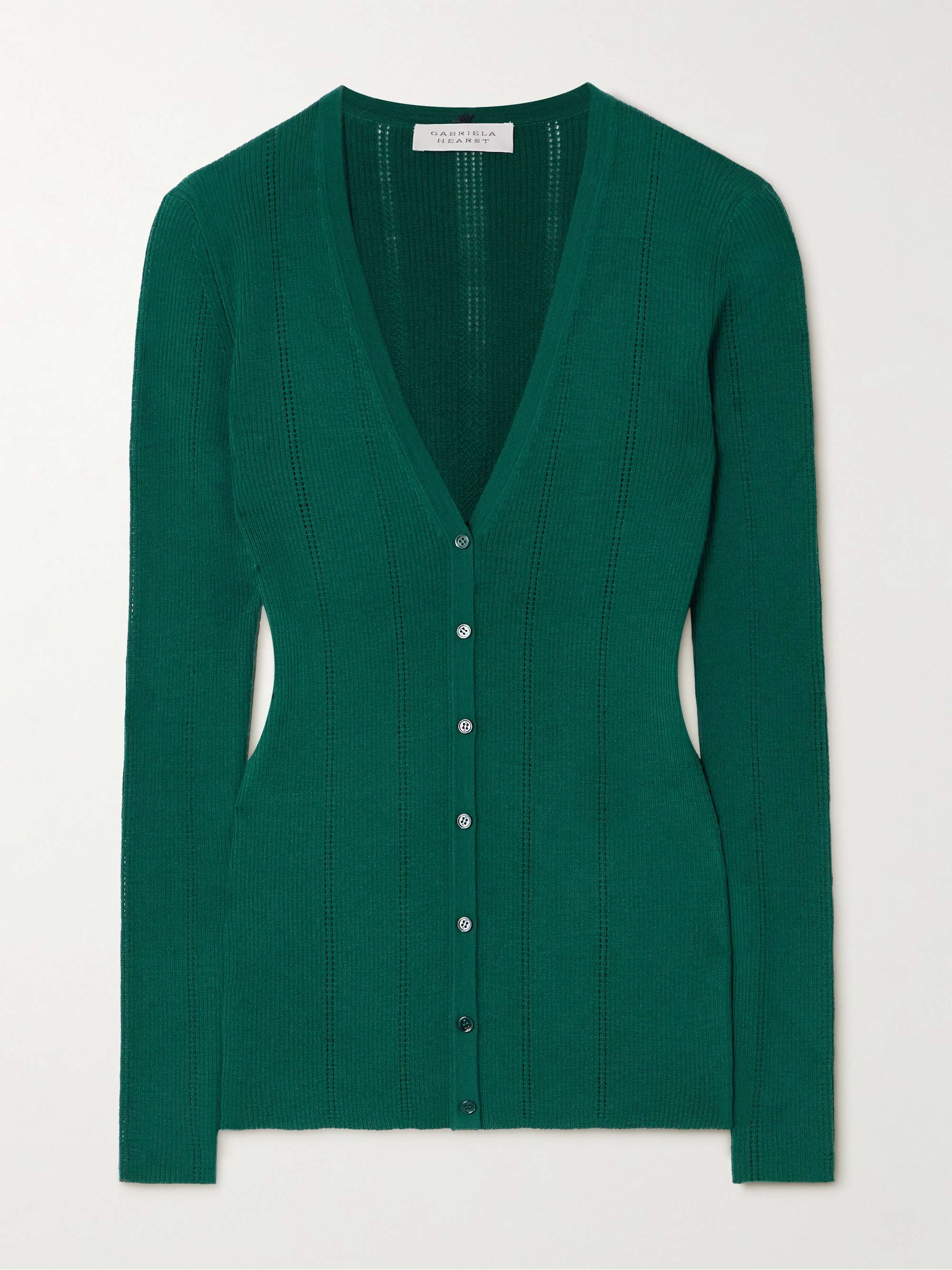 Lillian pointelle-knit wool cardigan view