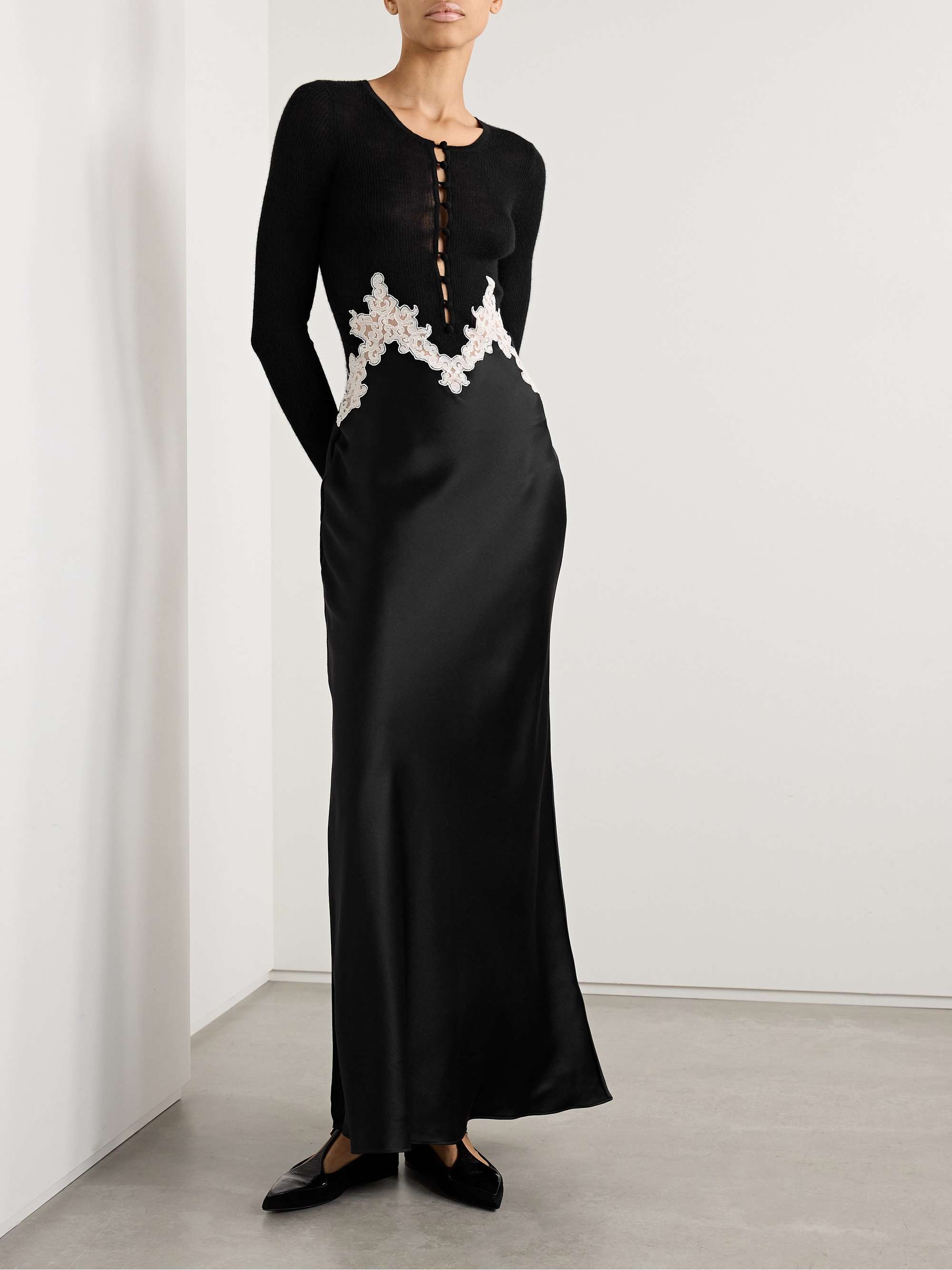 Kerry lace-trimmed ribbed silk-chiffon and satin maxi dress view