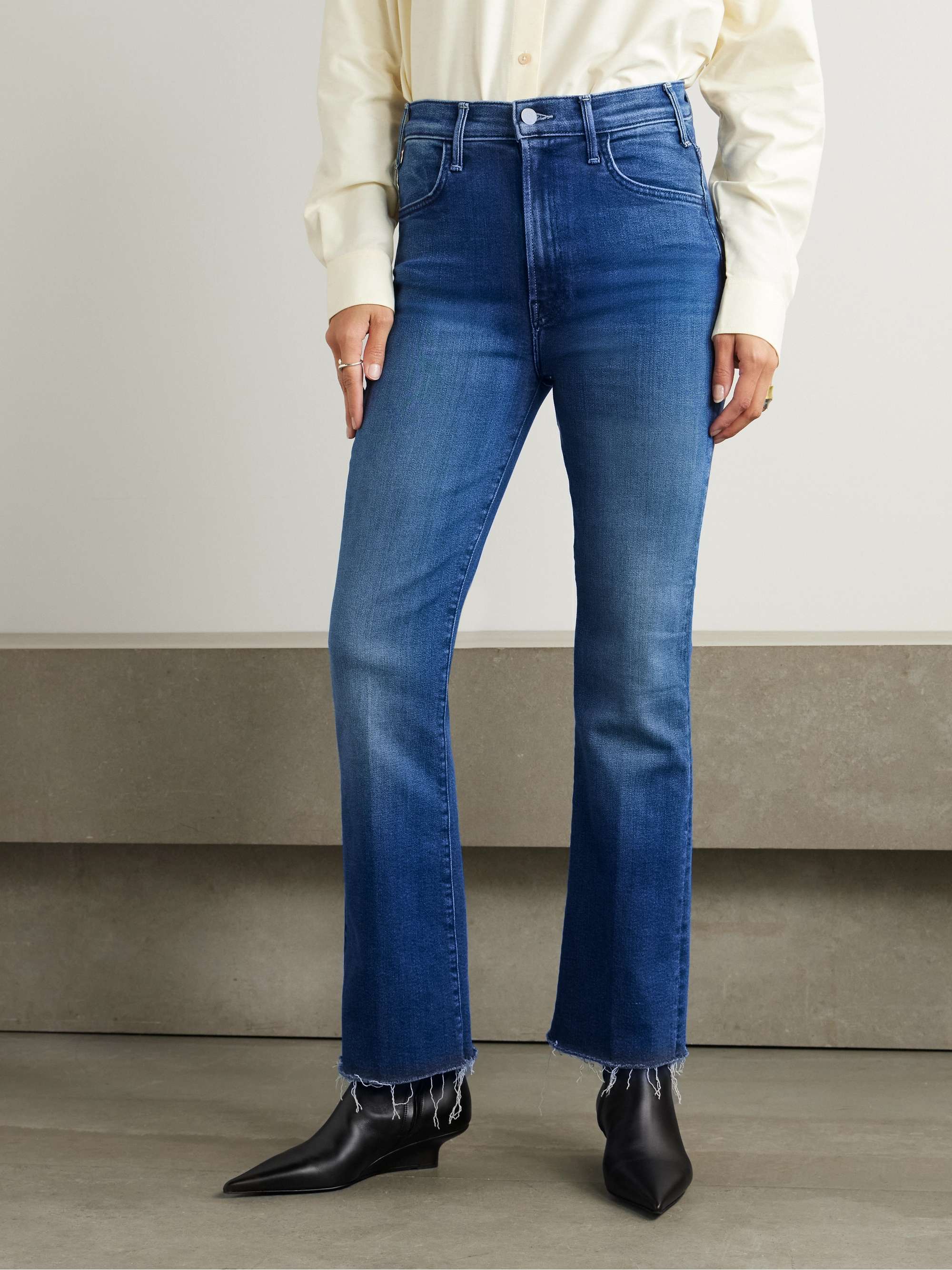 The Hustler Flood Fray high-rise bootcut jeans view