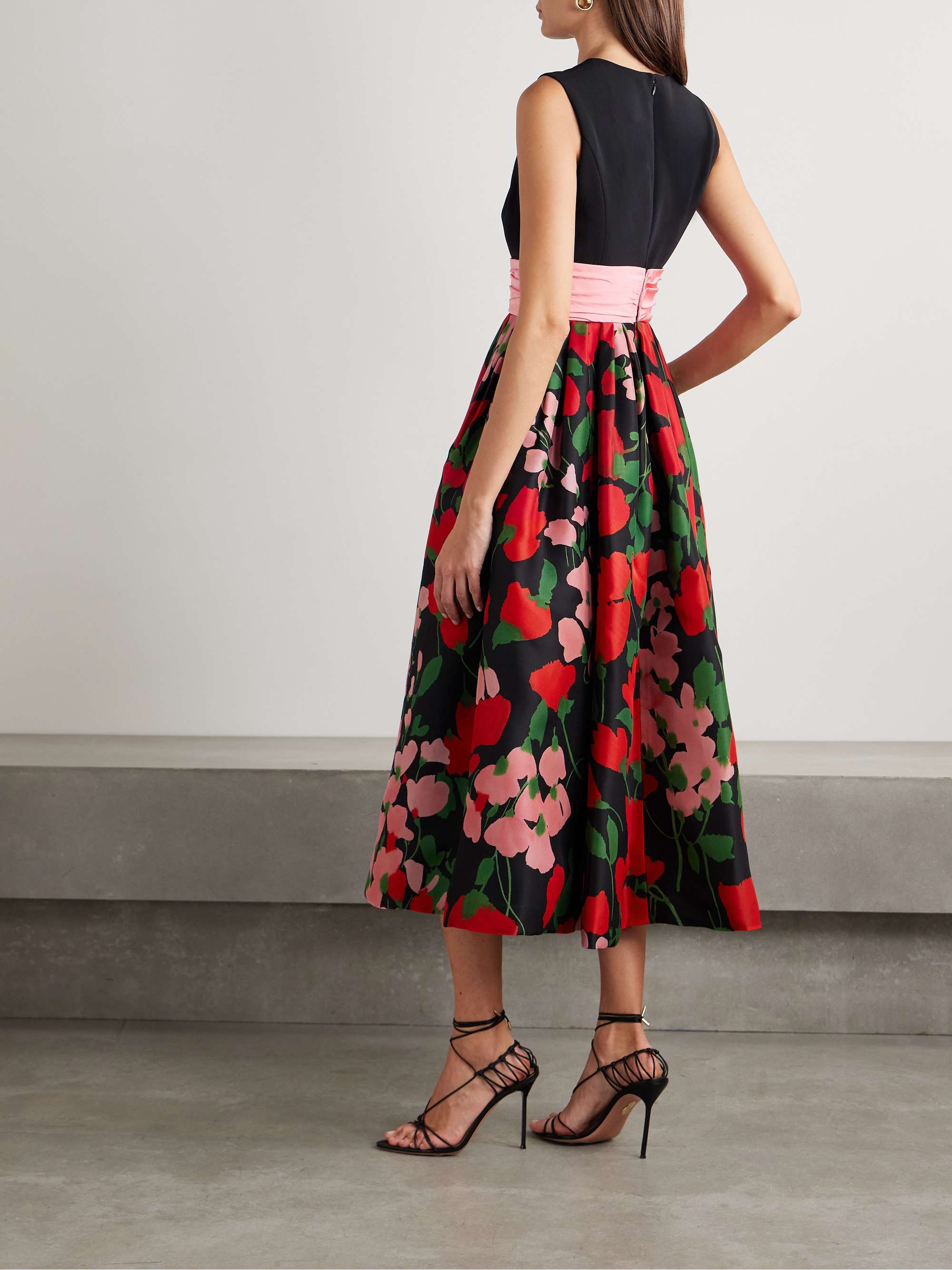 Floral-print silk midi dress view