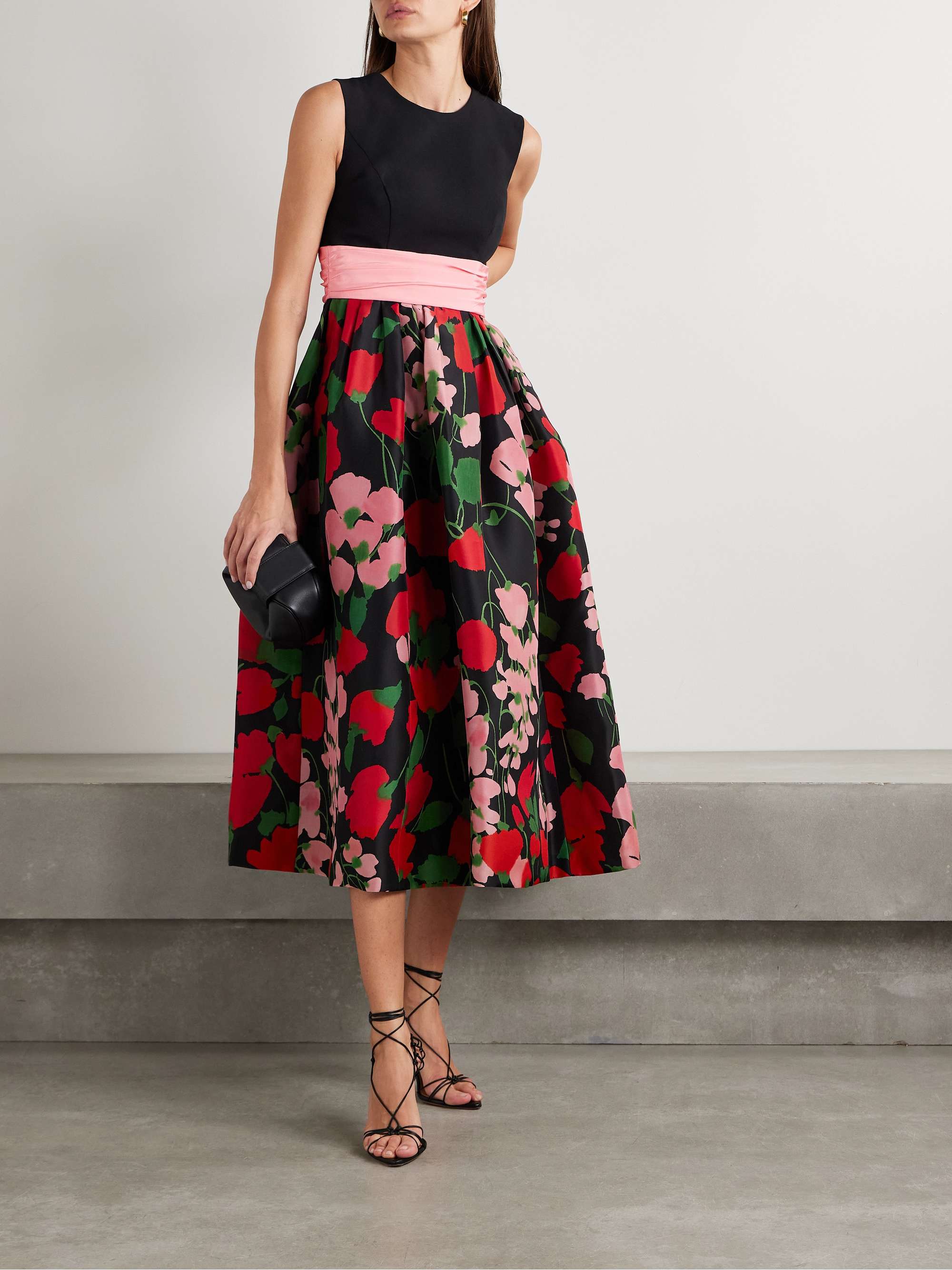 Floral-print silk midi dress view