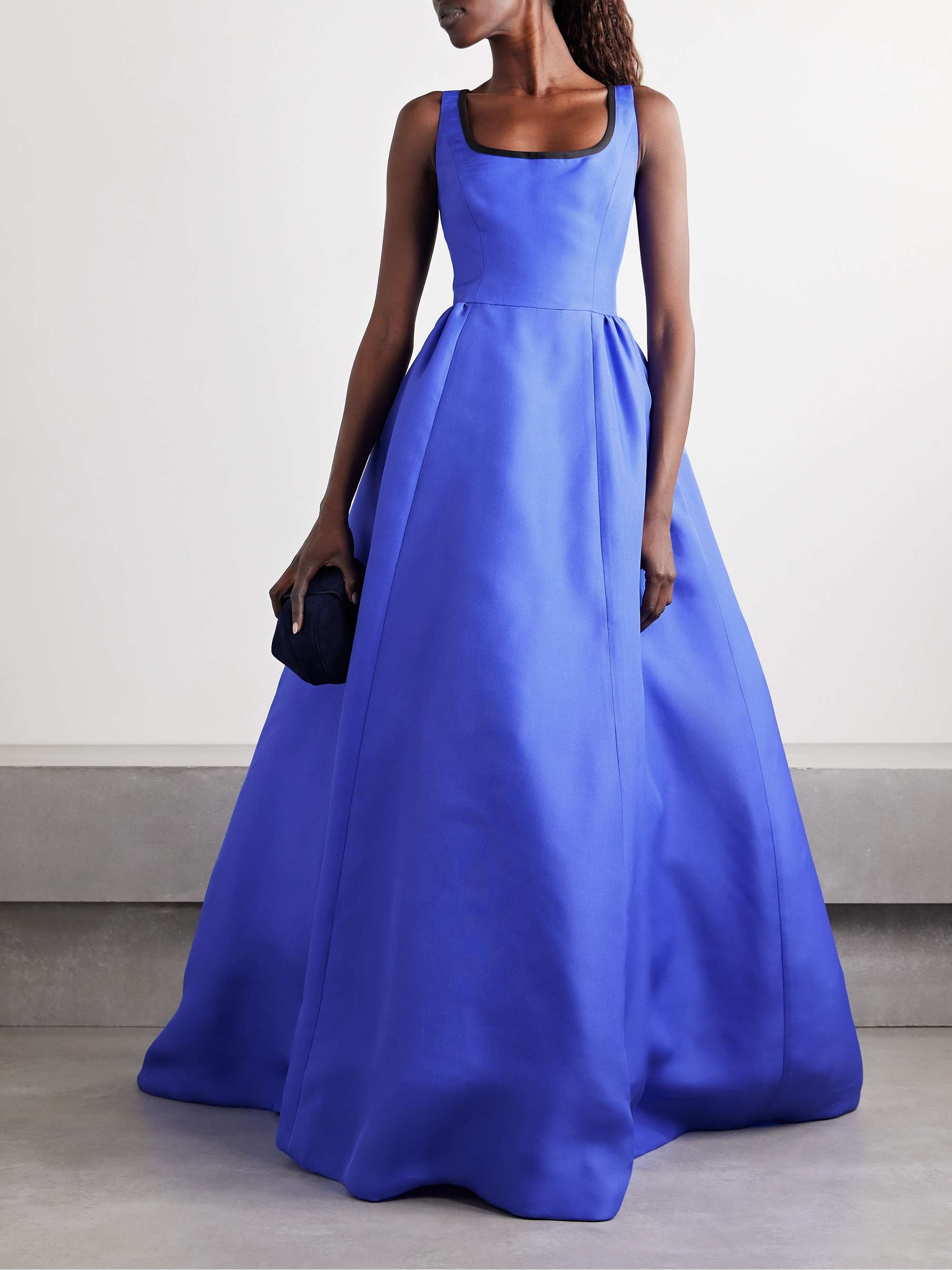 Pleated silk-gazar gown view