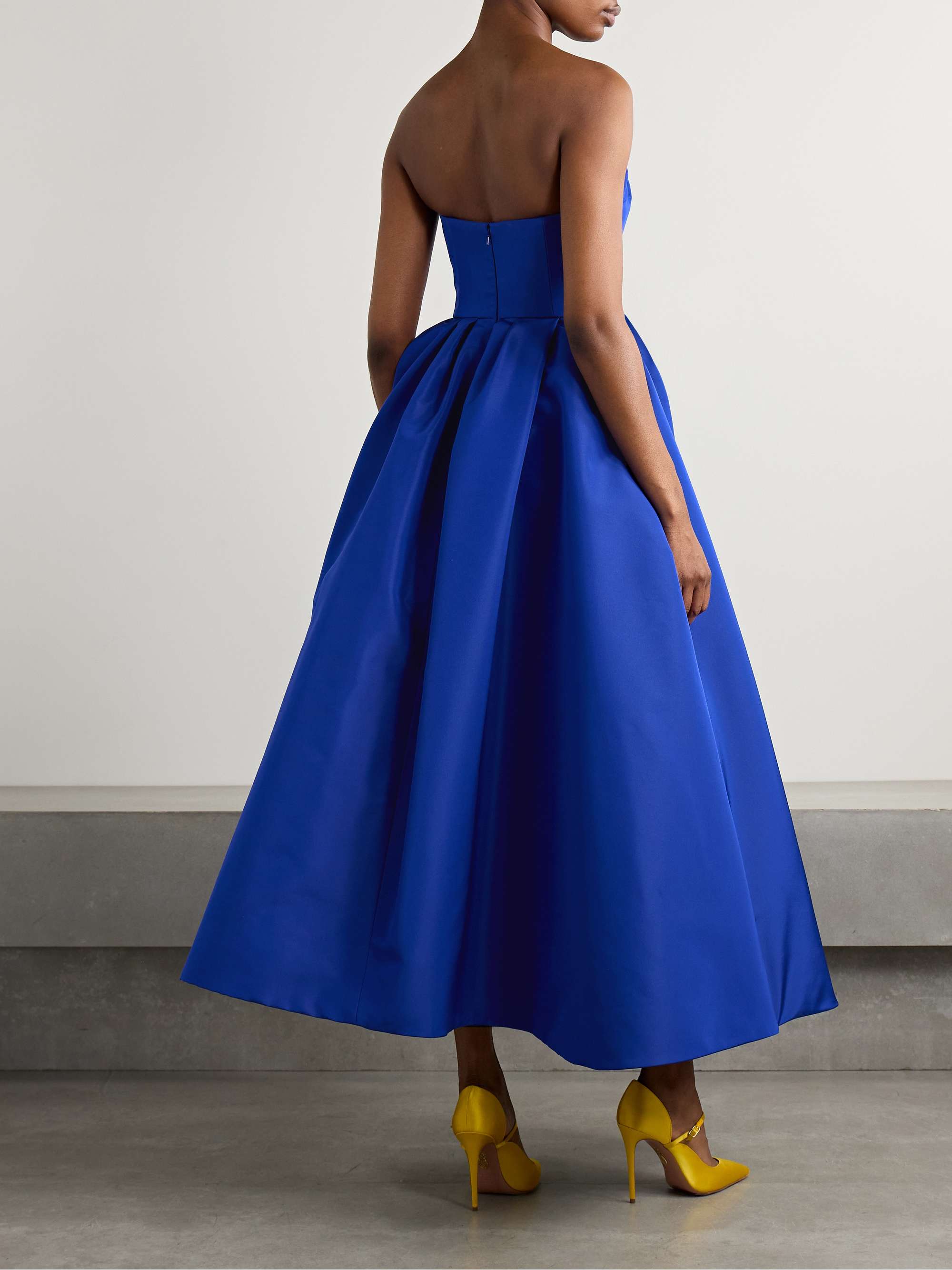 Strapless pleated silk-faille gown view