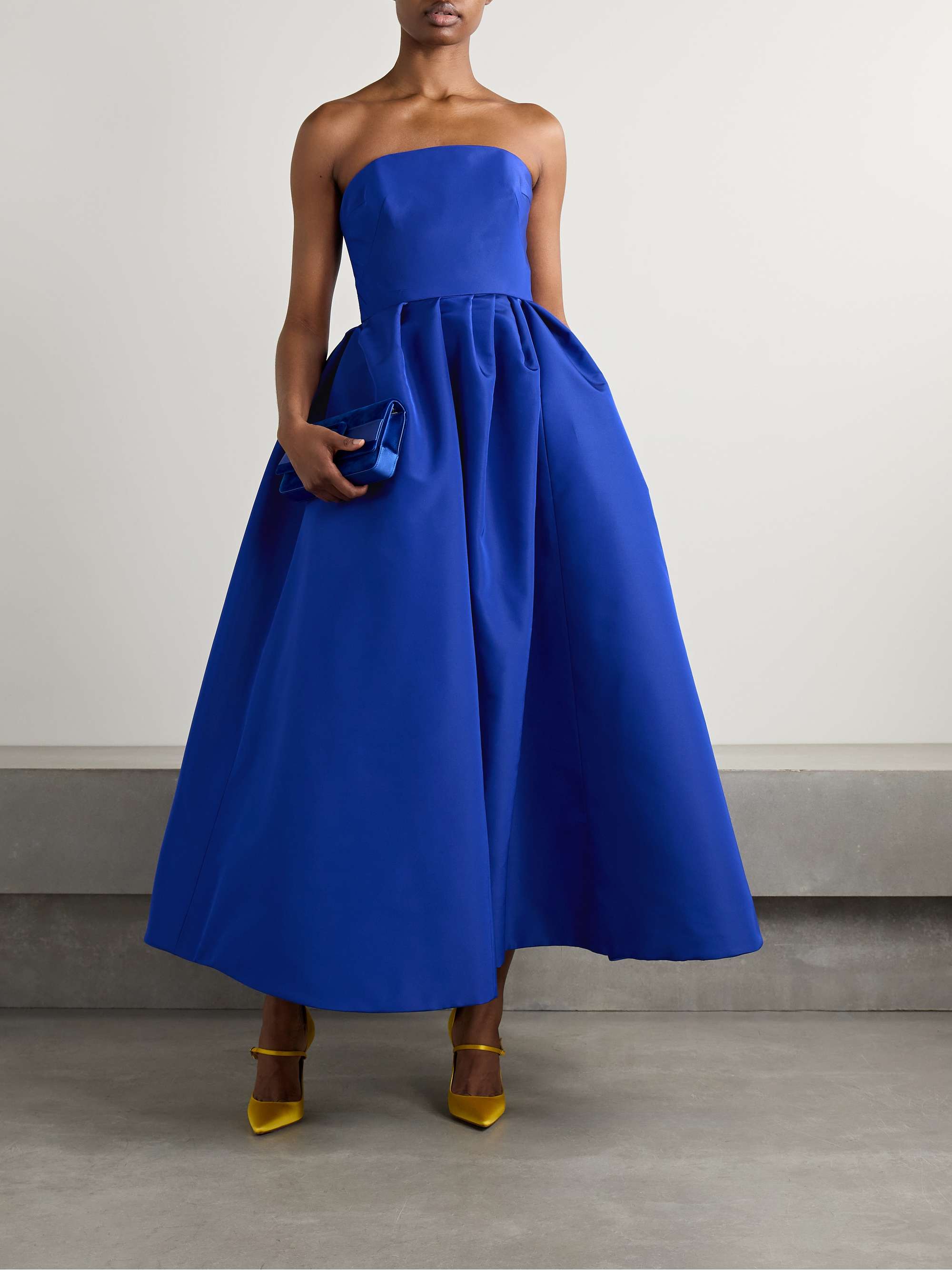 Strapless pleated silk-faille gown view