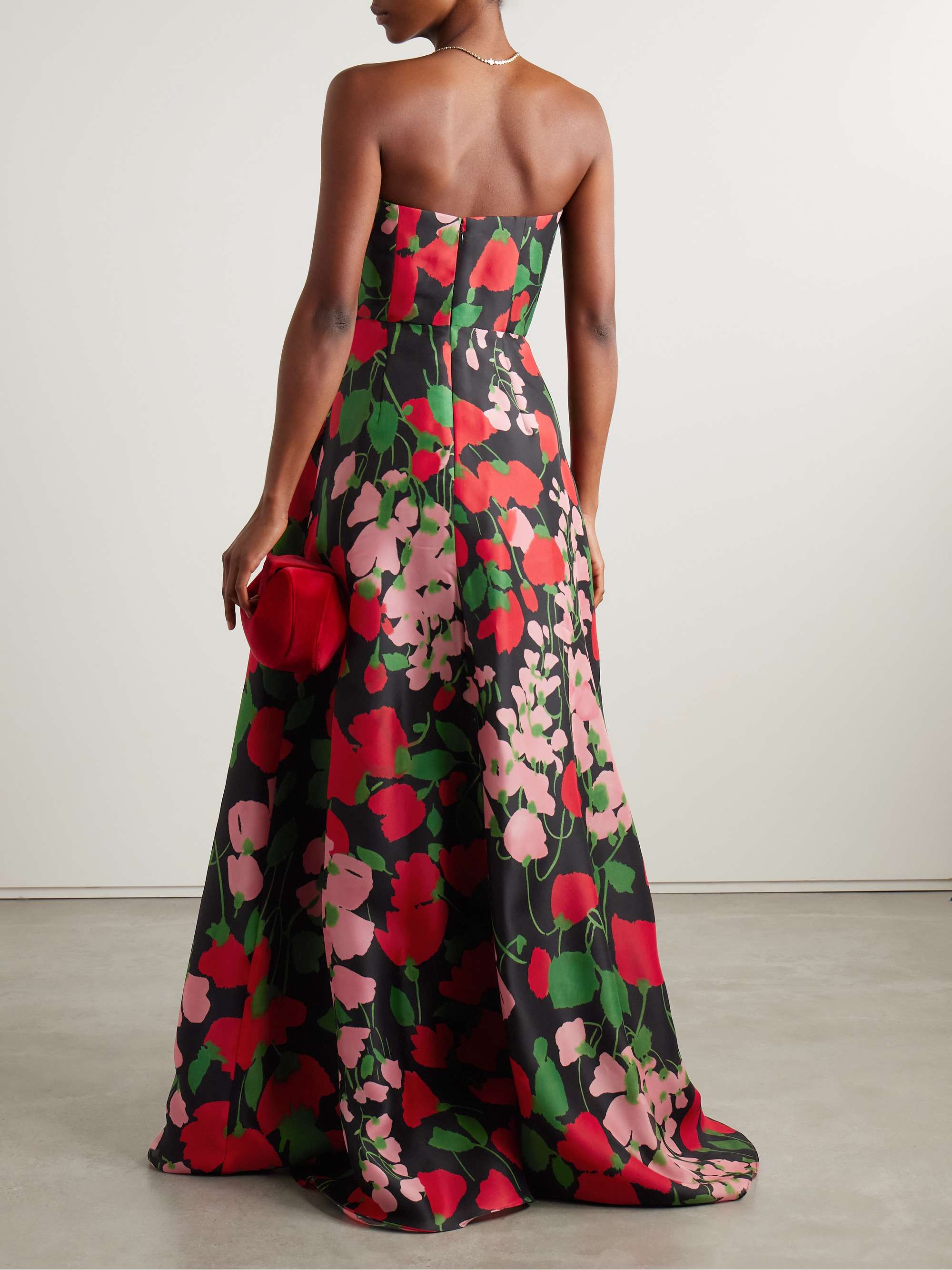 Strapless floral-print silk-gazar gown view