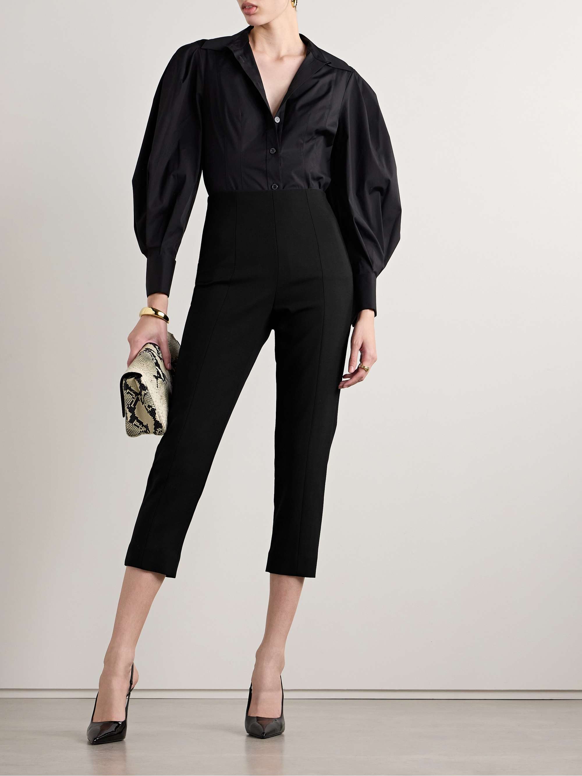 Cropped wool-blend crepe skinny pants view