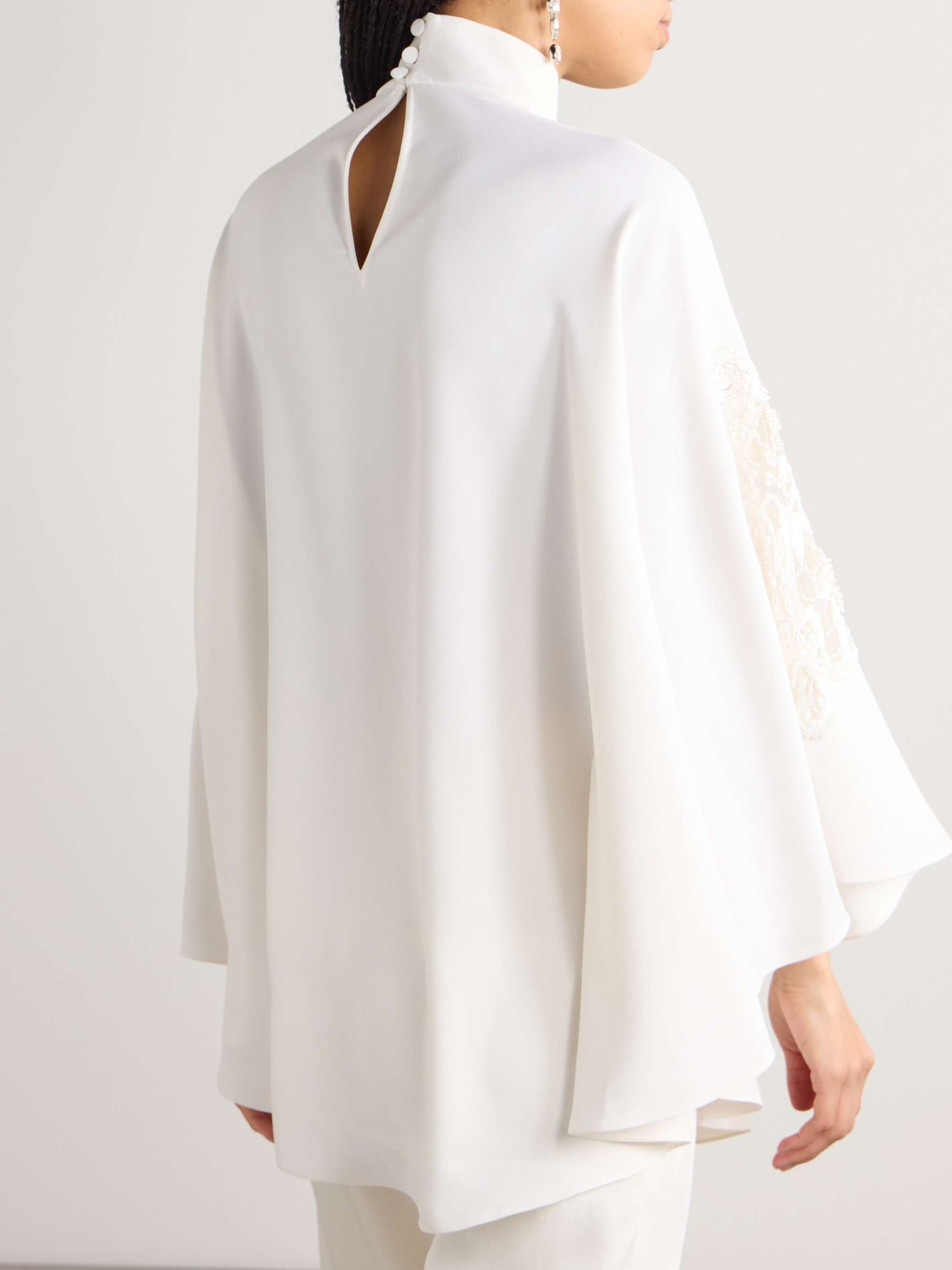 Embellished tulle-panelled cady blouse view