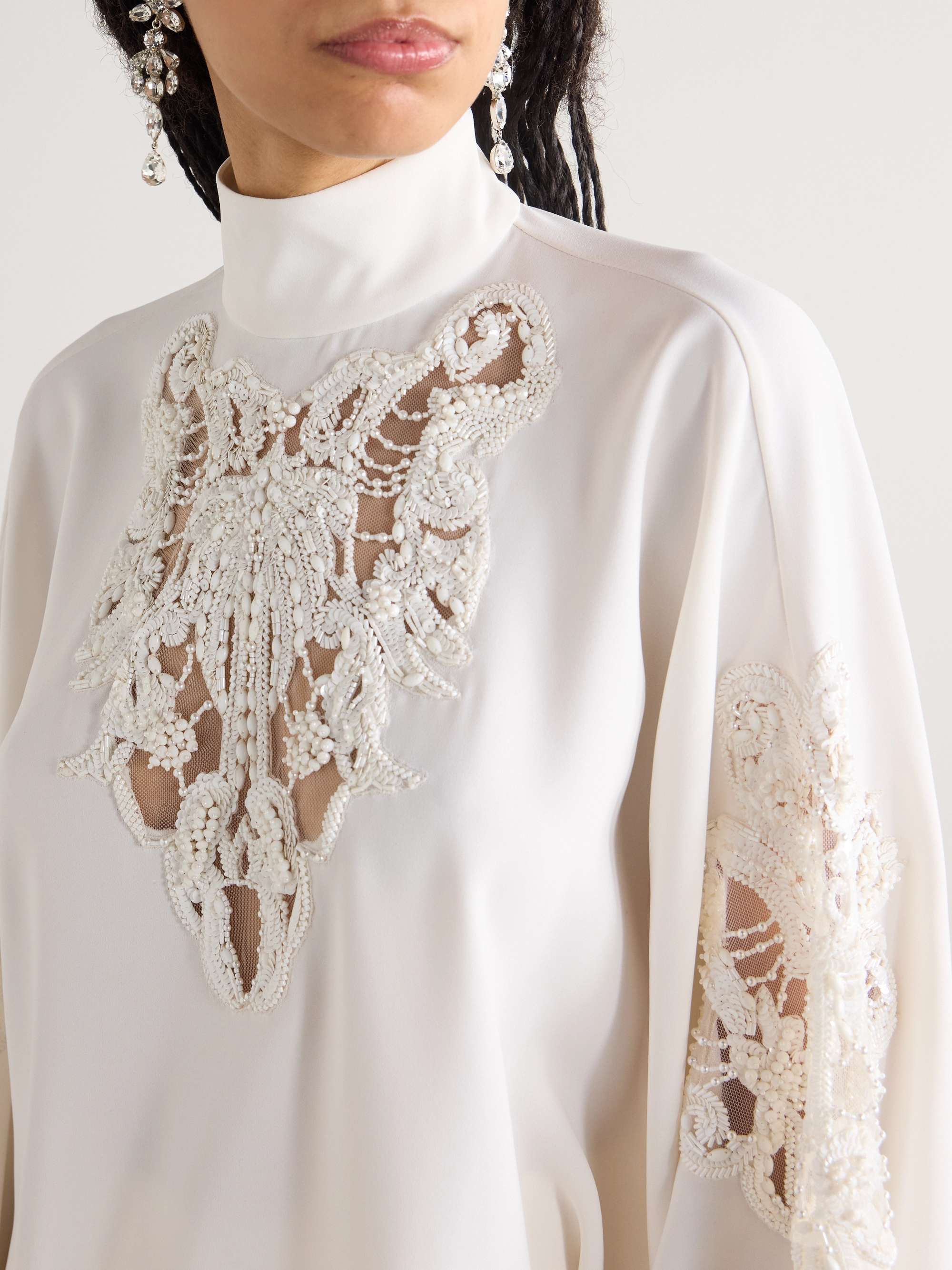 Embellished tulle-panelled cady blouse view