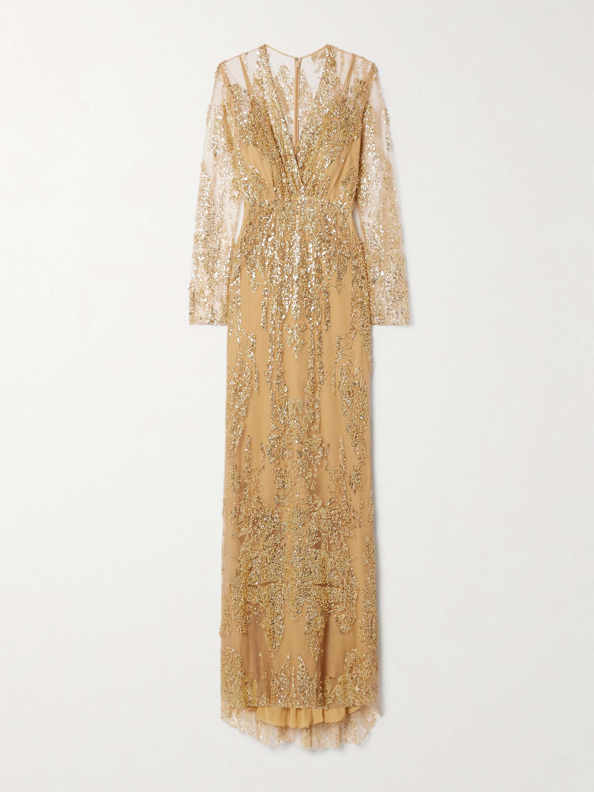 Wrap-effect embellished tulle gown view