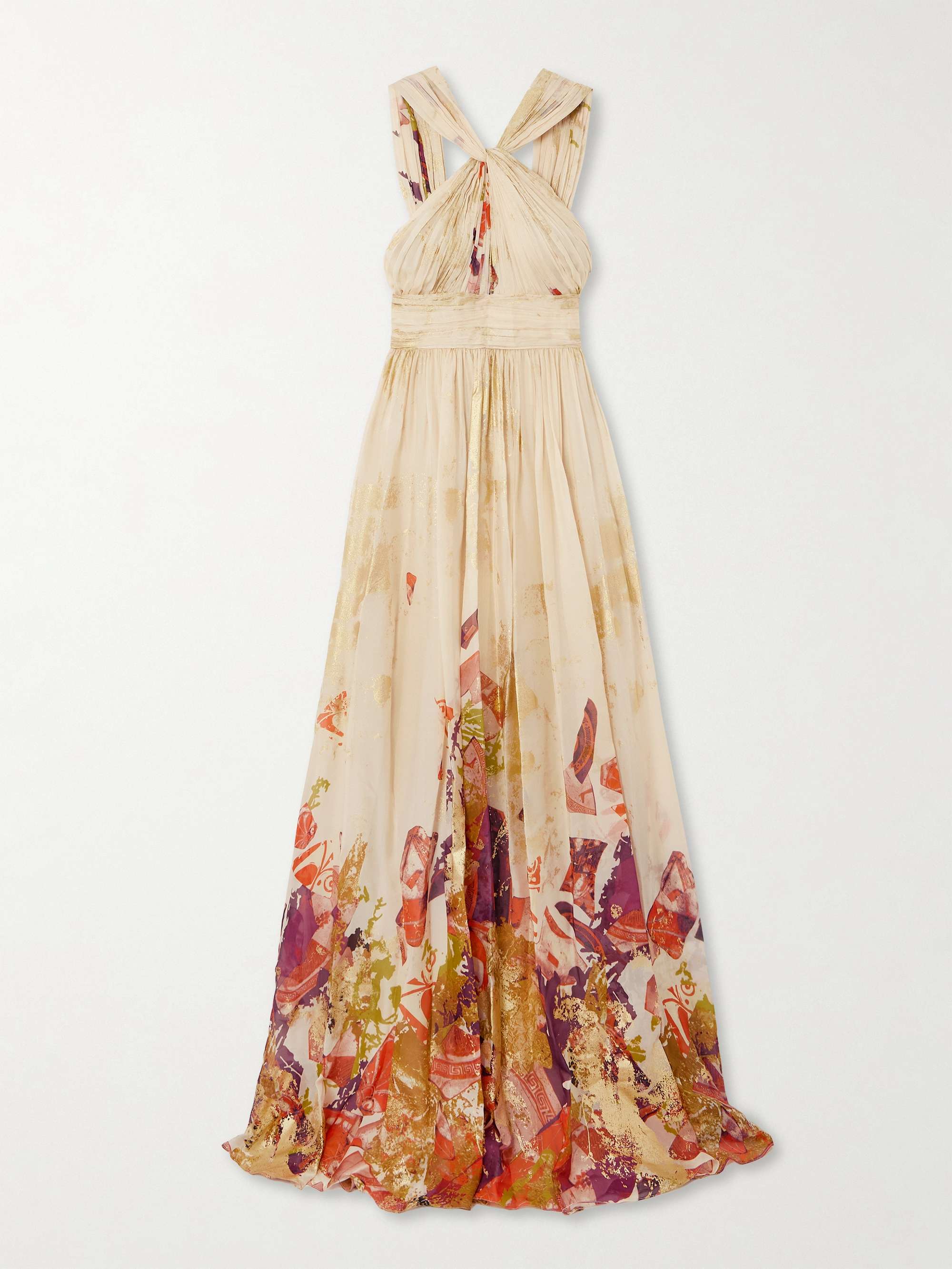 Antique Shard metallic printed silk-chiffon gown view