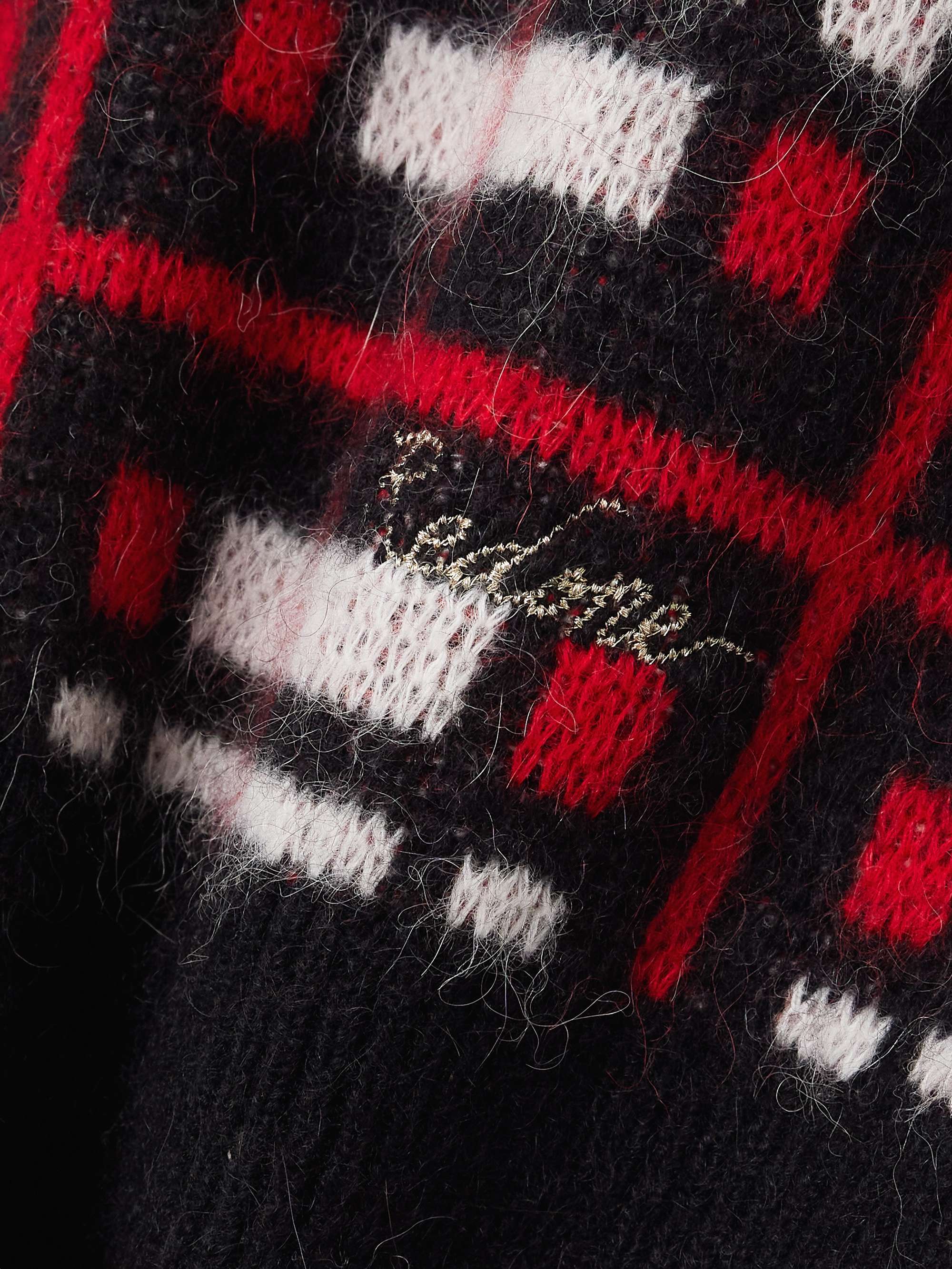 Embroidered checked jacquard-knit sweater view