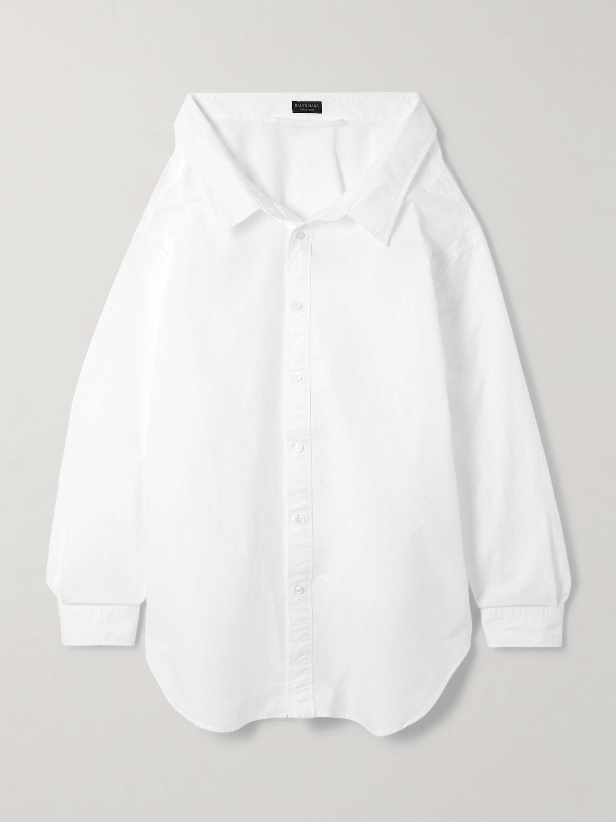 Oversized off-the-shoulder cotton-poplin shirt view