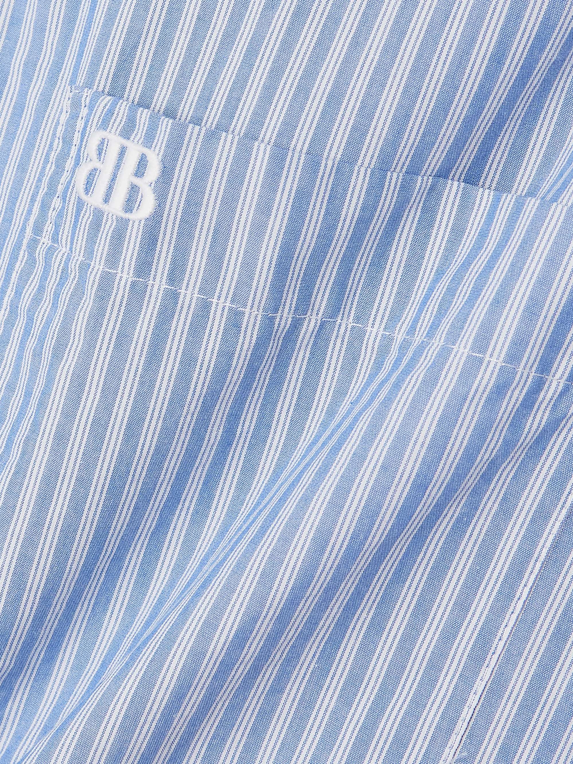 Oversized knotted striped cotton shirt view