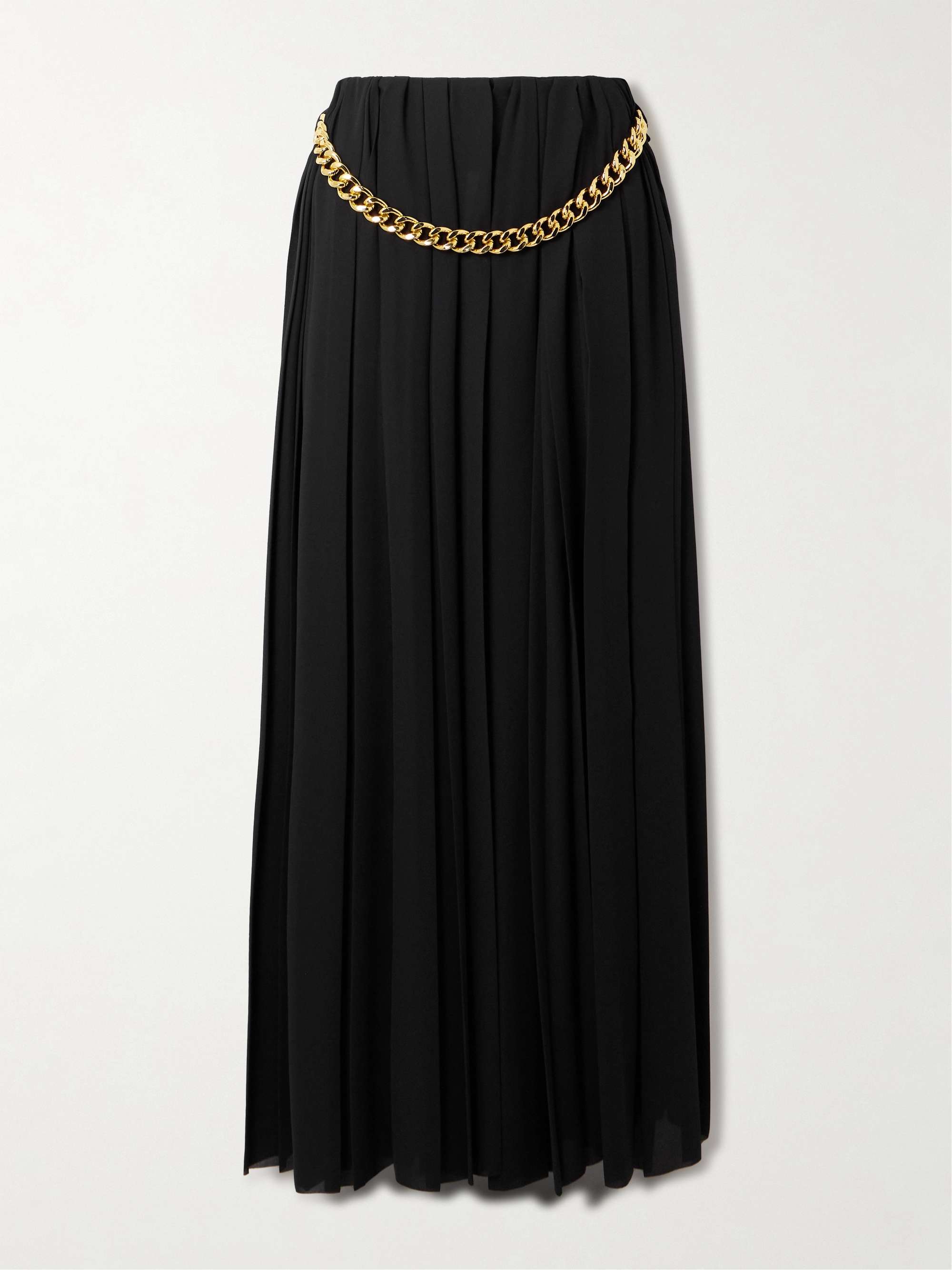 Chain-embellished pleated crepe maxi skirt view