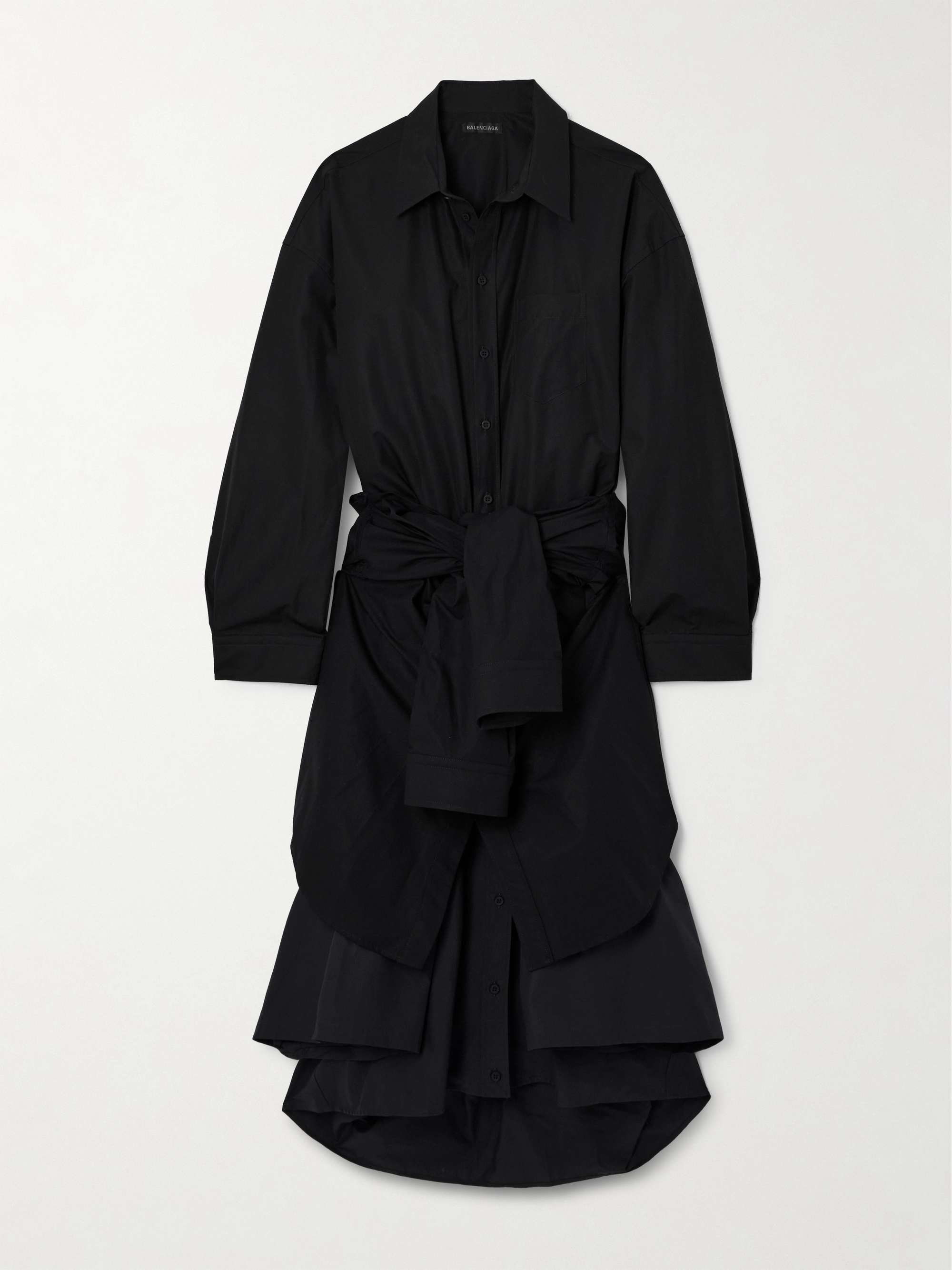 Oversized belted layered cotton-poplin midi shirt dress view
