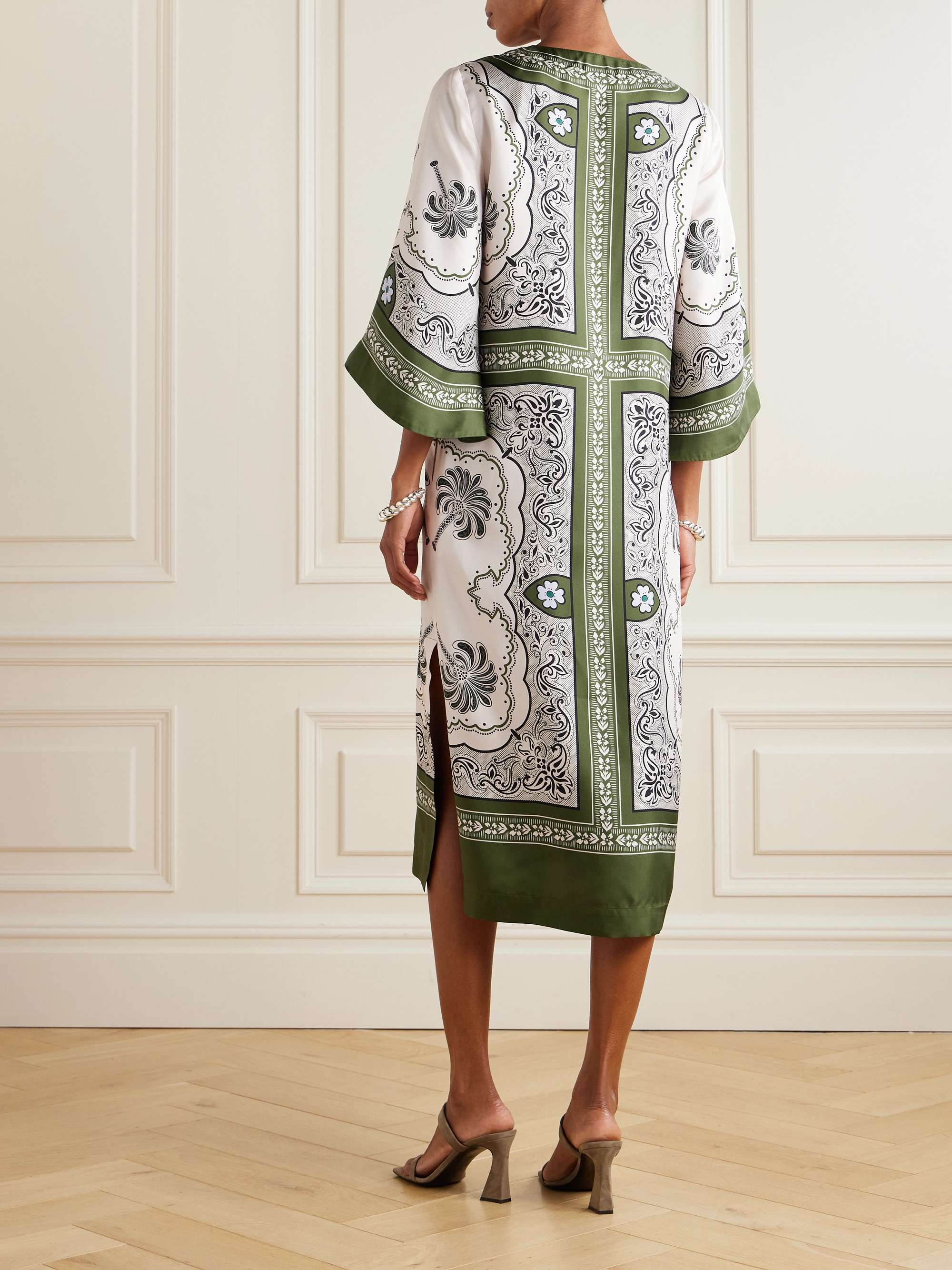 Printed silk-satin twill kaftan view
