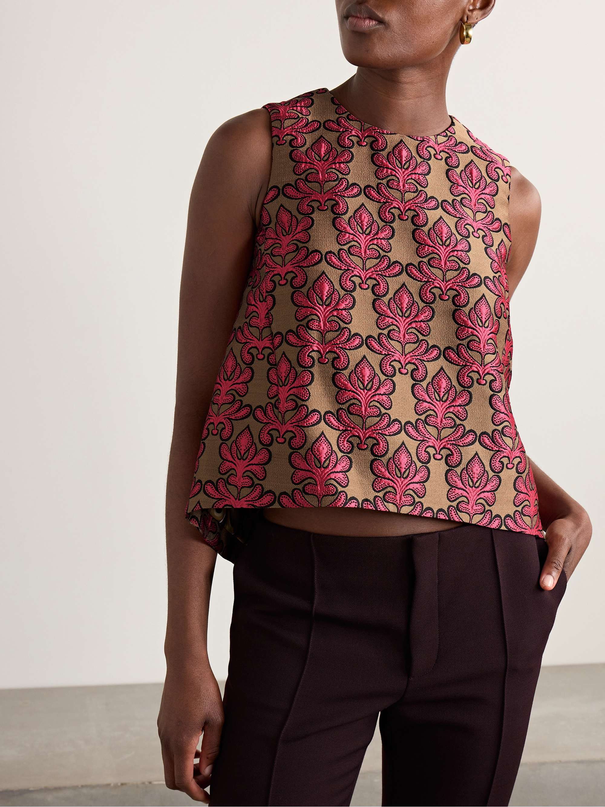 La Scala asymmetric cotton-blend jacquard top view