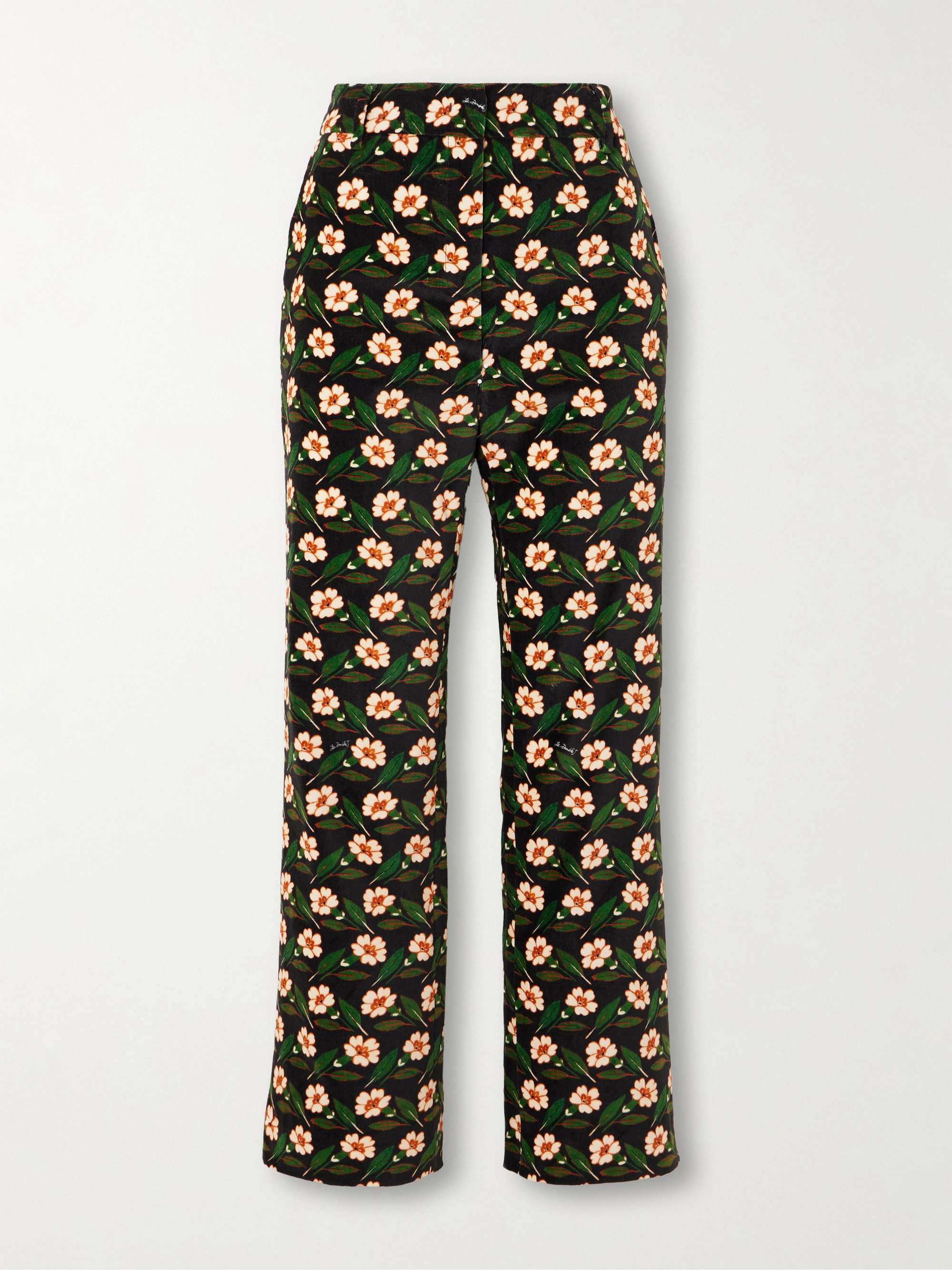 247 cropped printed velvet slim-leg pants view