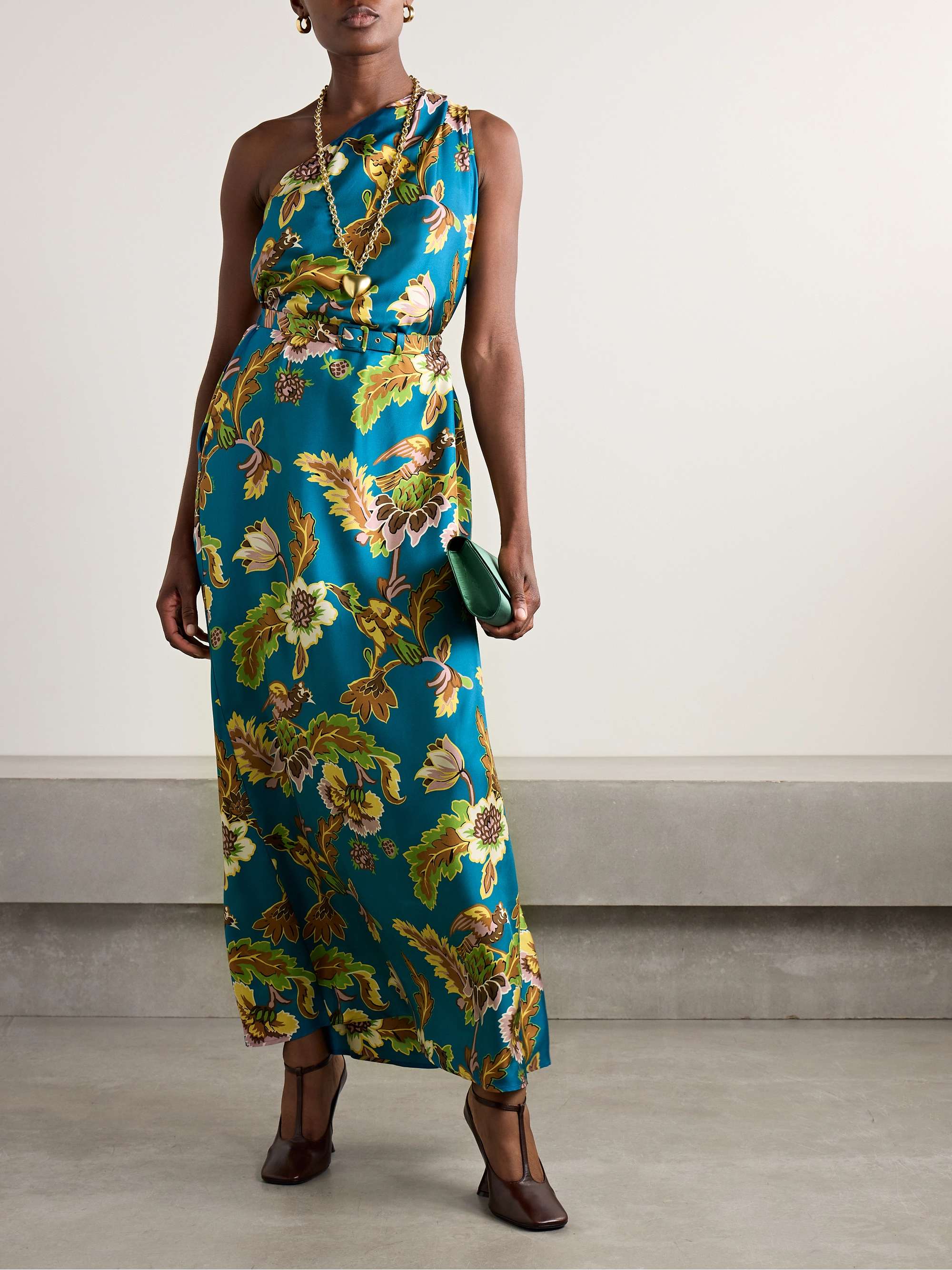 Roy one-shoulder printed silk-twill maxi dress view