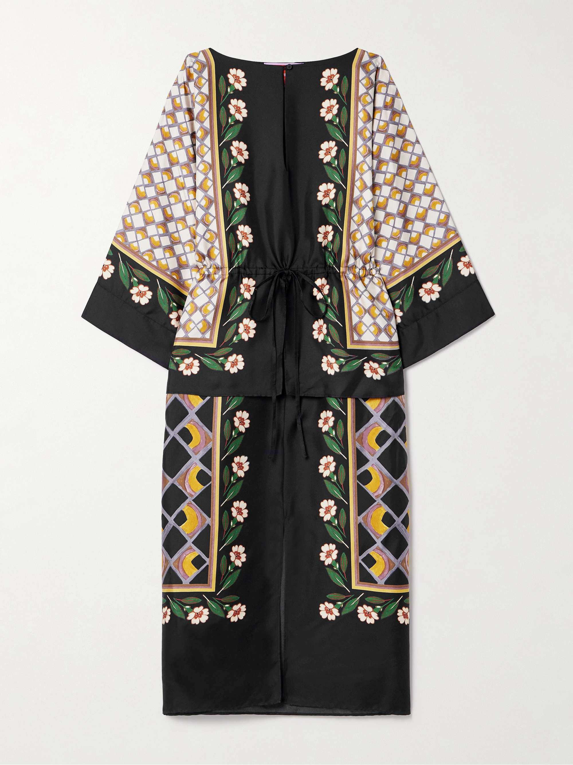 Apericena printed silk-twill midi dress view