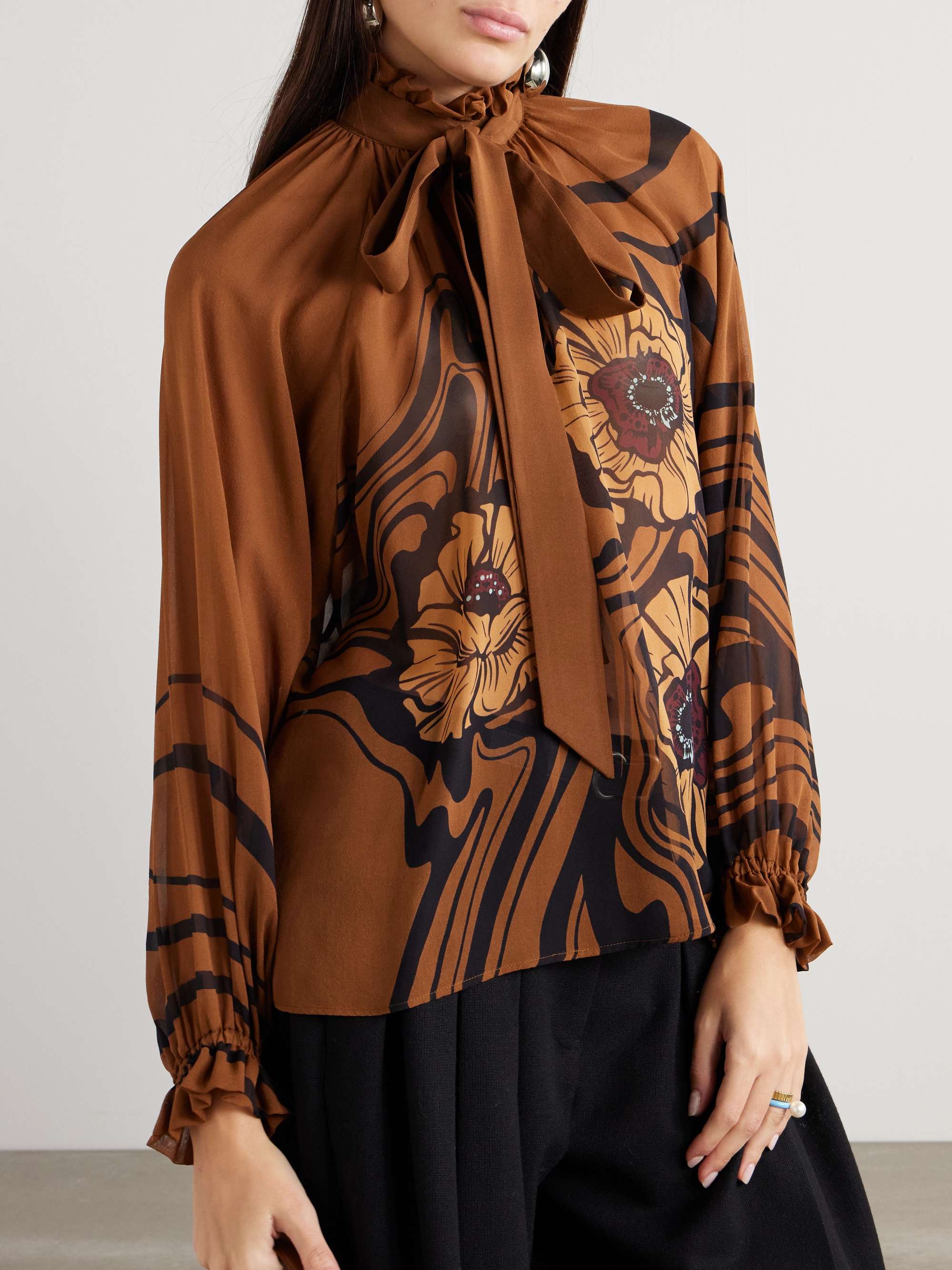 Cerere pussy-bow printed silk-georgette blouse view