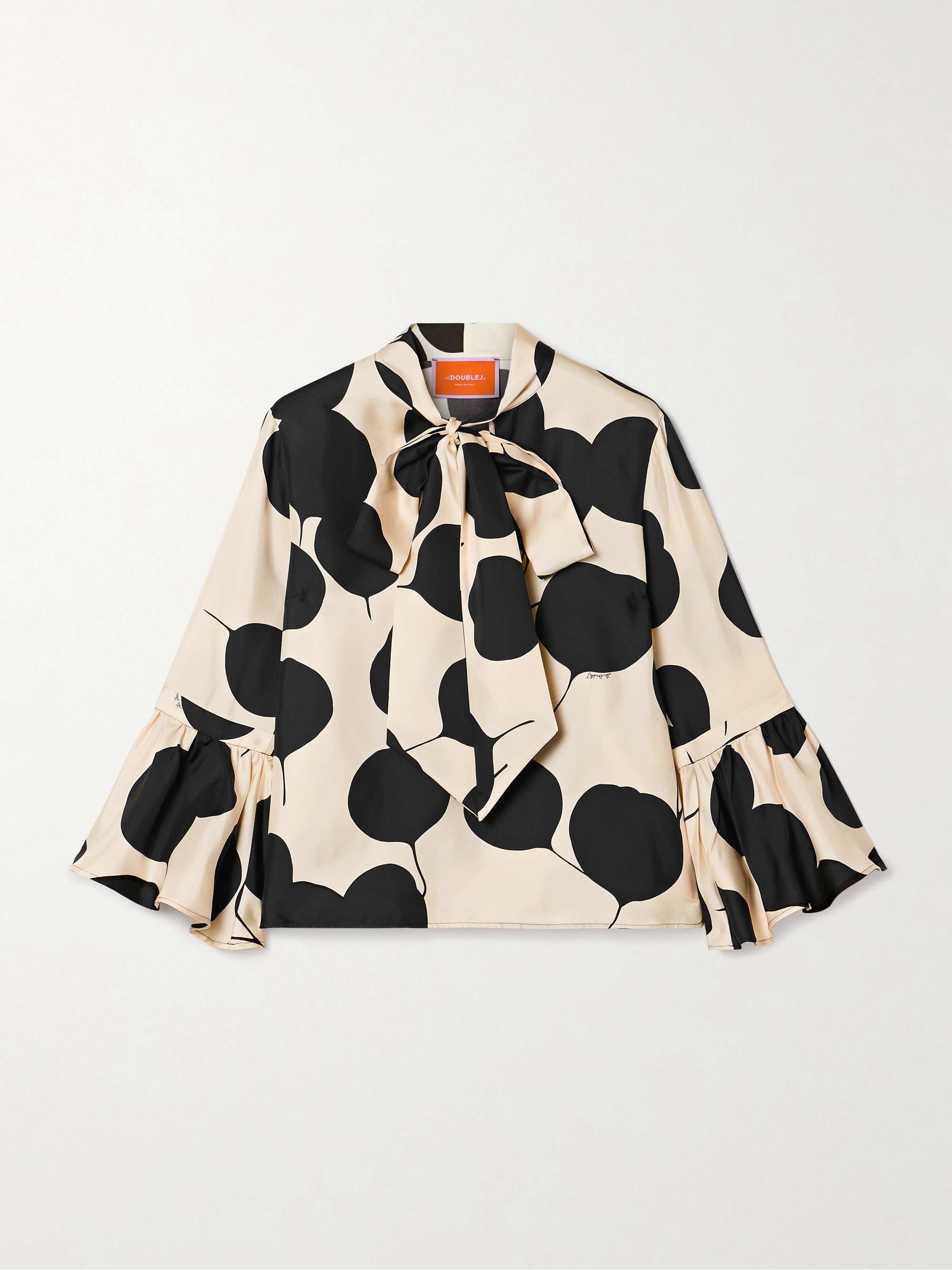 Happy Wrist tie-detailed printed silk-twill blouse view