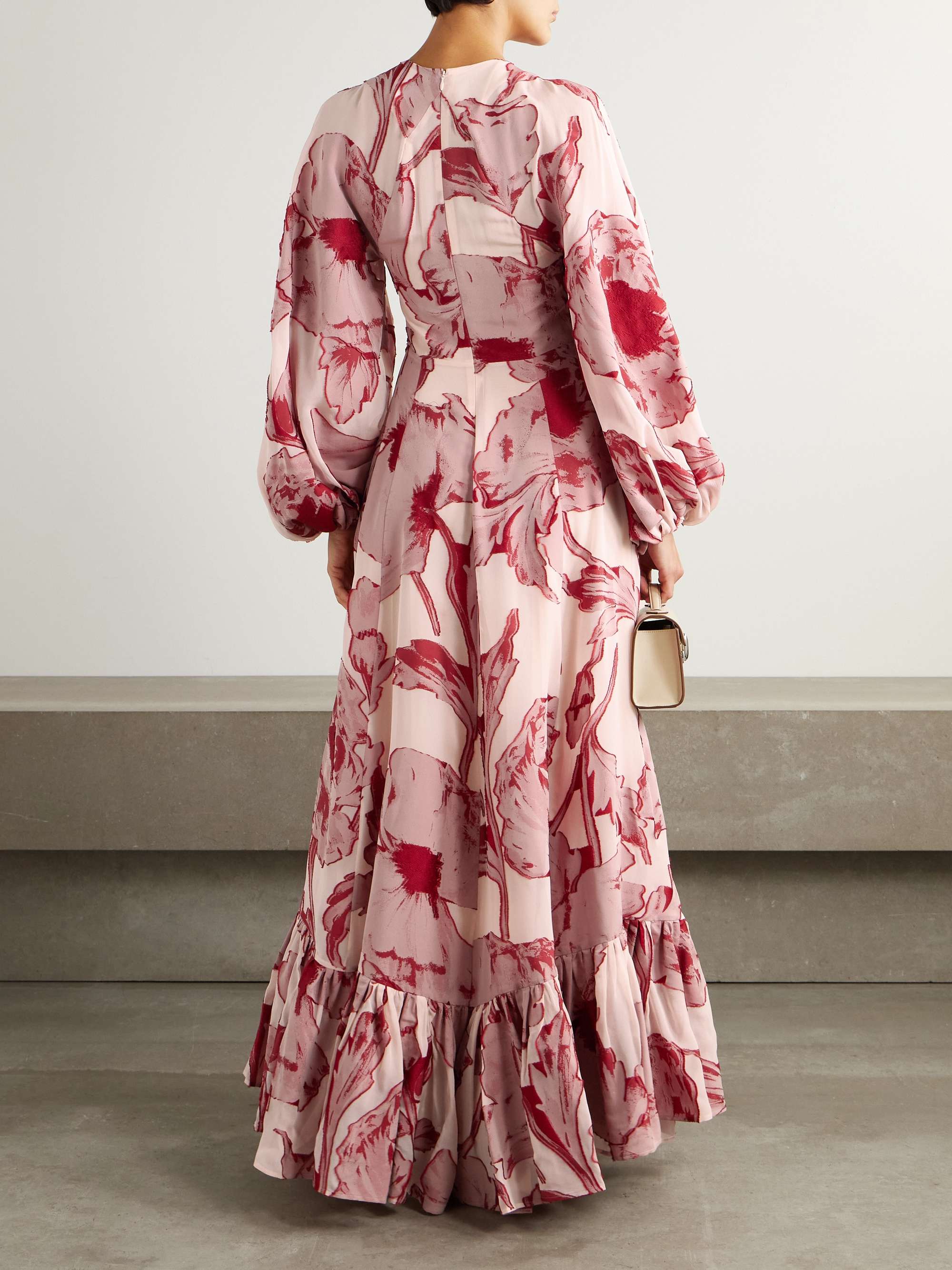 Printed silk-blend chiffon maxi dress view