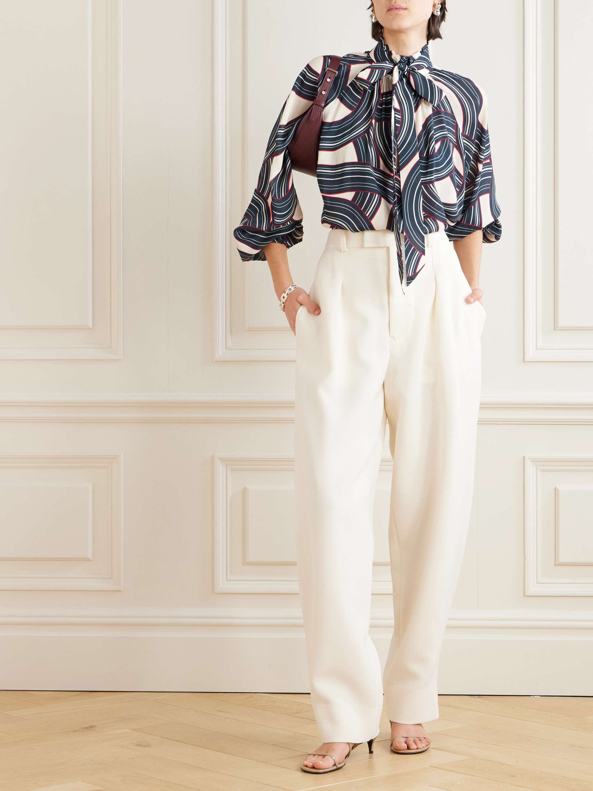 Cerere tie-detailed printed crepe blouse view