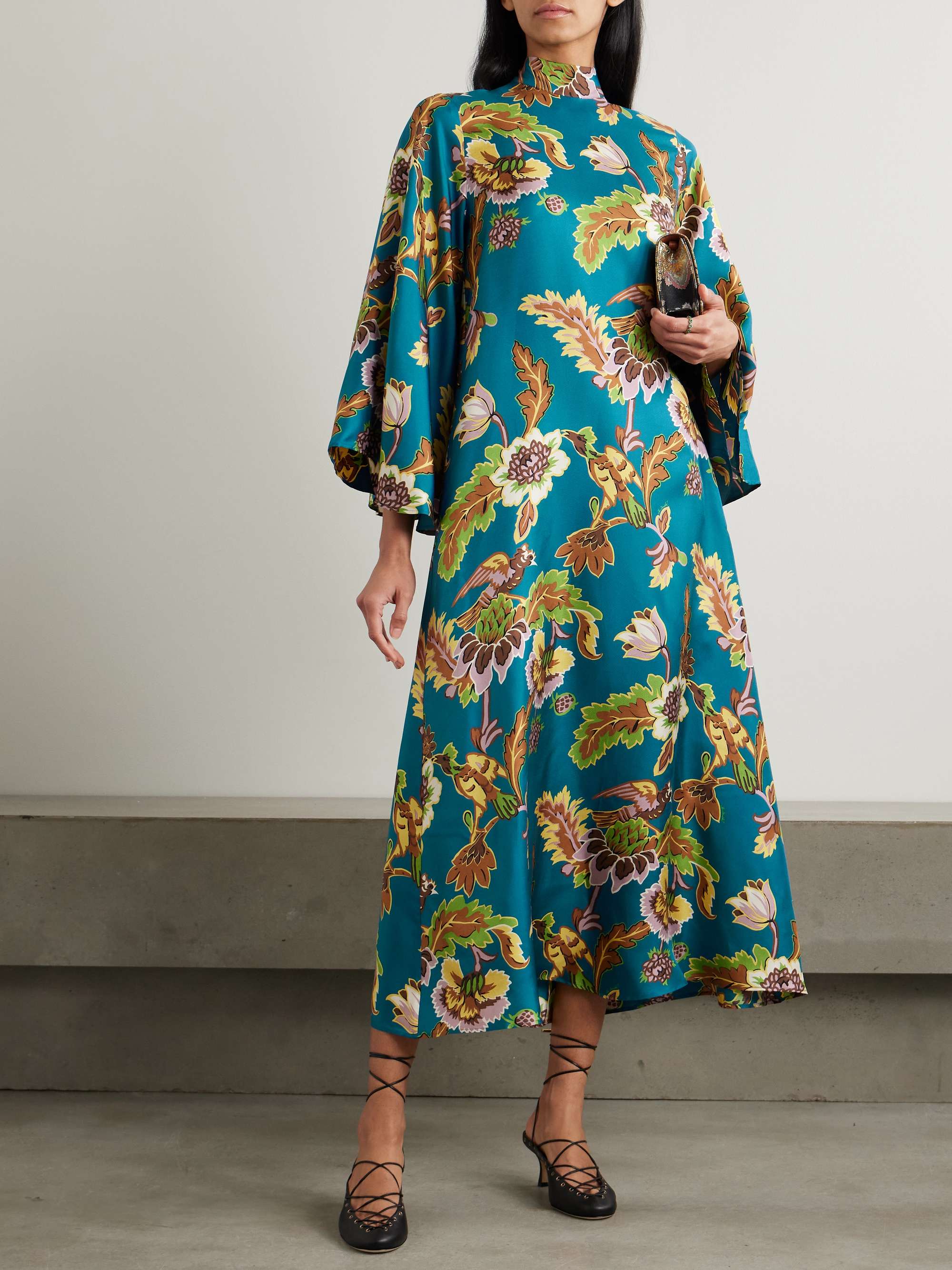 Icon Magnifico floral-print silk-twill midi dress view