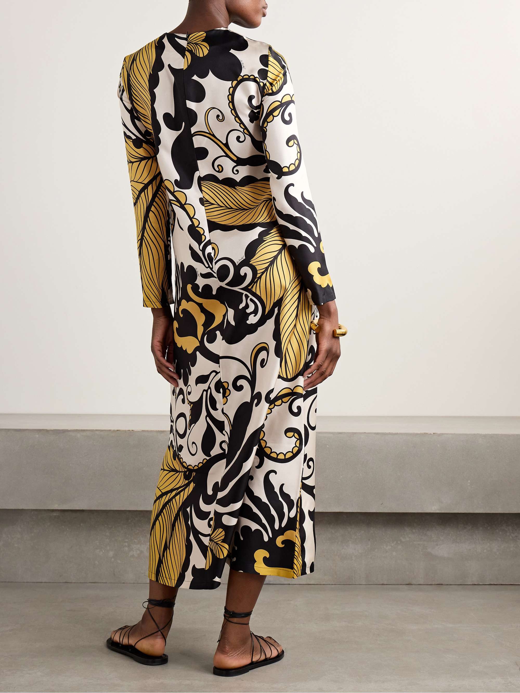 Swing printed silk-twill midi dress view