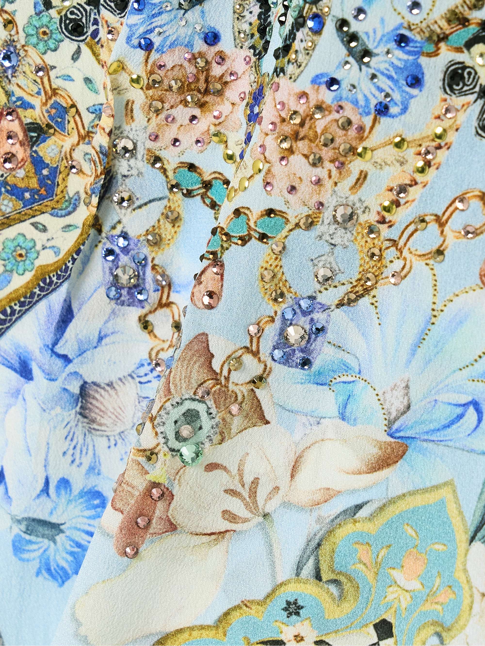 Crystal-embellished printed silk crepe de chine camisole view
