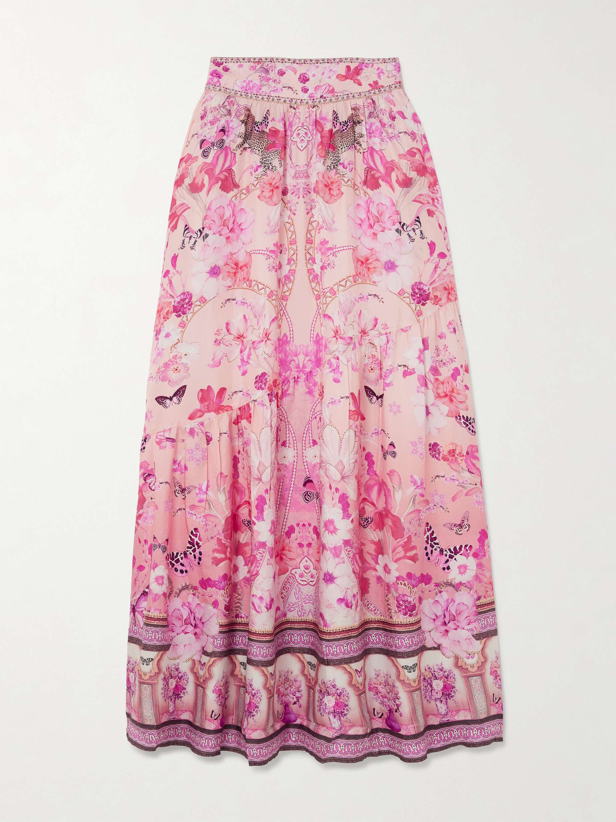Botanical Novella embellished floral-print silk-twill maxi skirt view