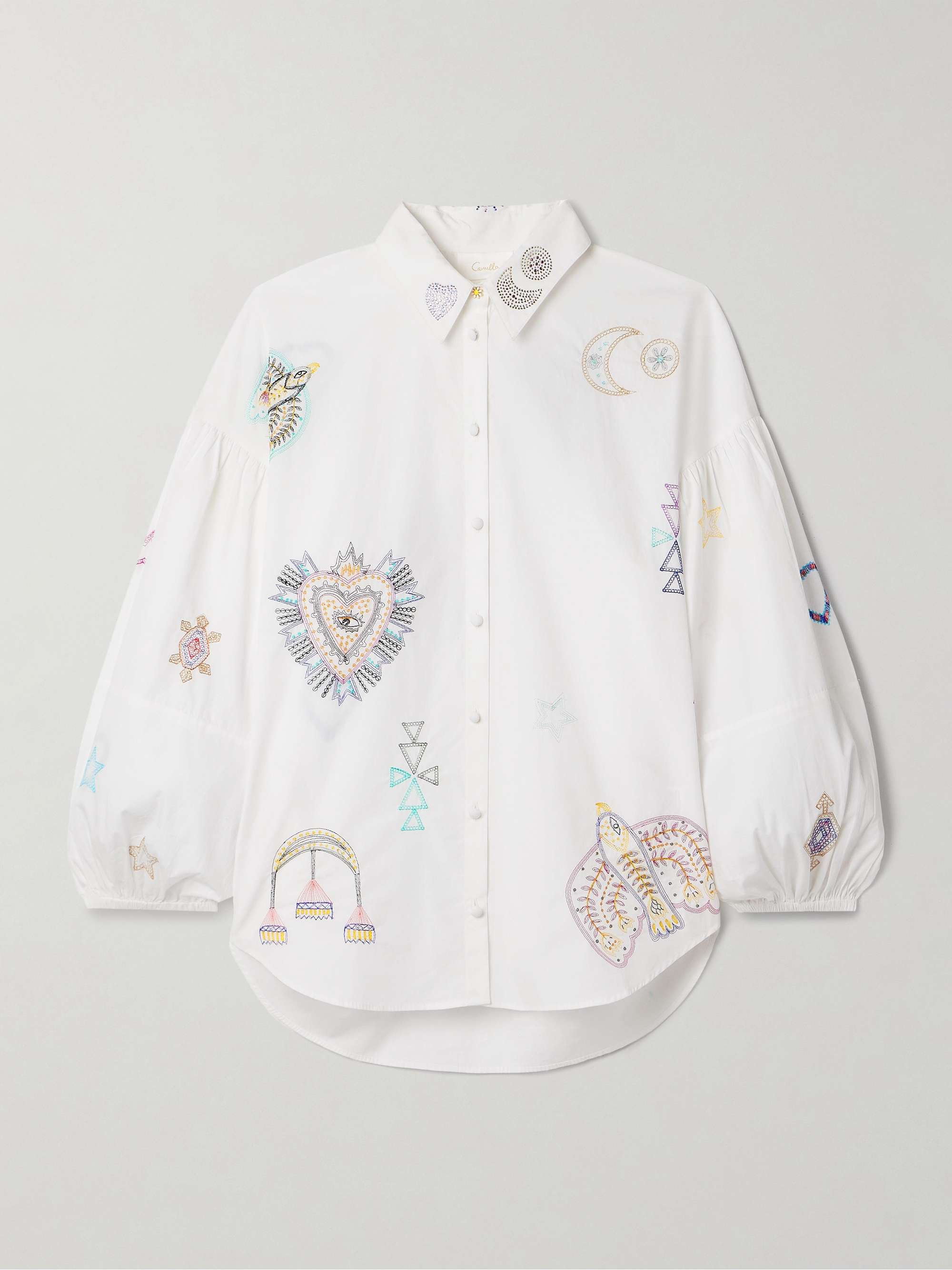 Oversized embellished cotton-poplin shirt view