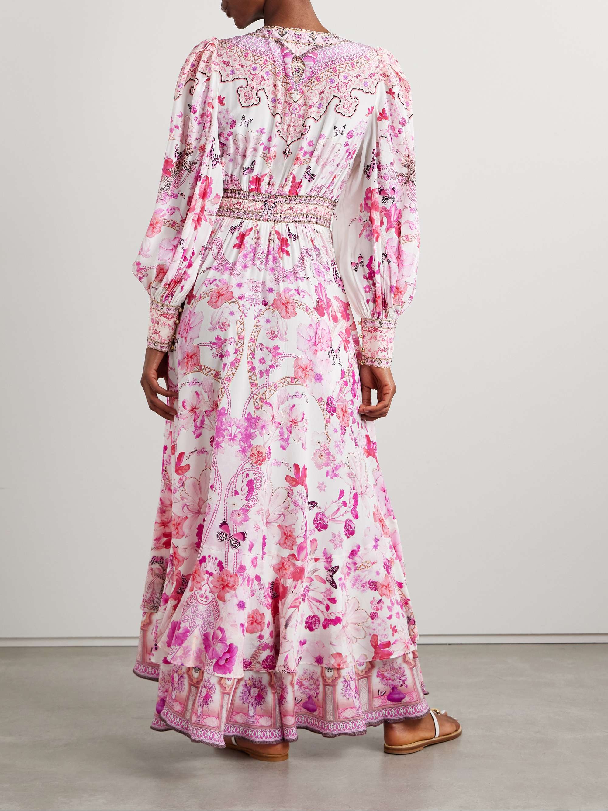 Crystal-embellished printed silk maxi dress view