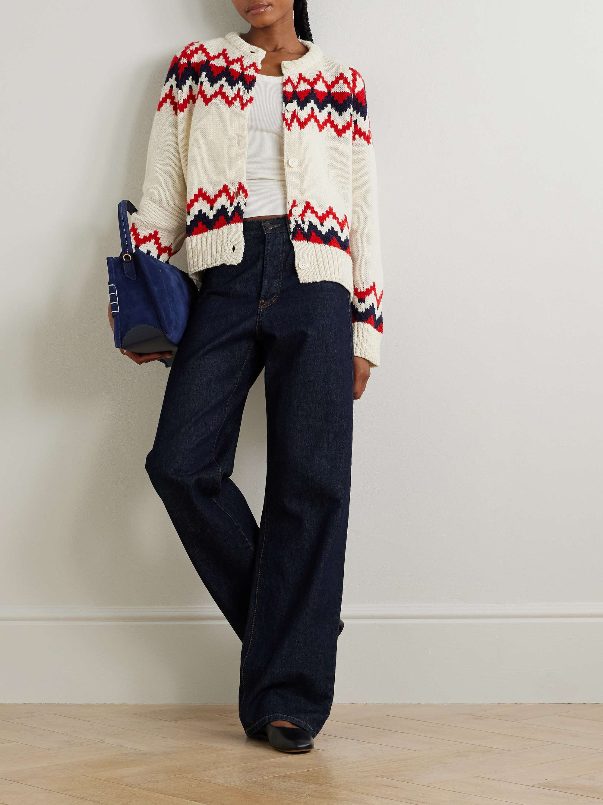 Jacquard-knit wool cardigan view