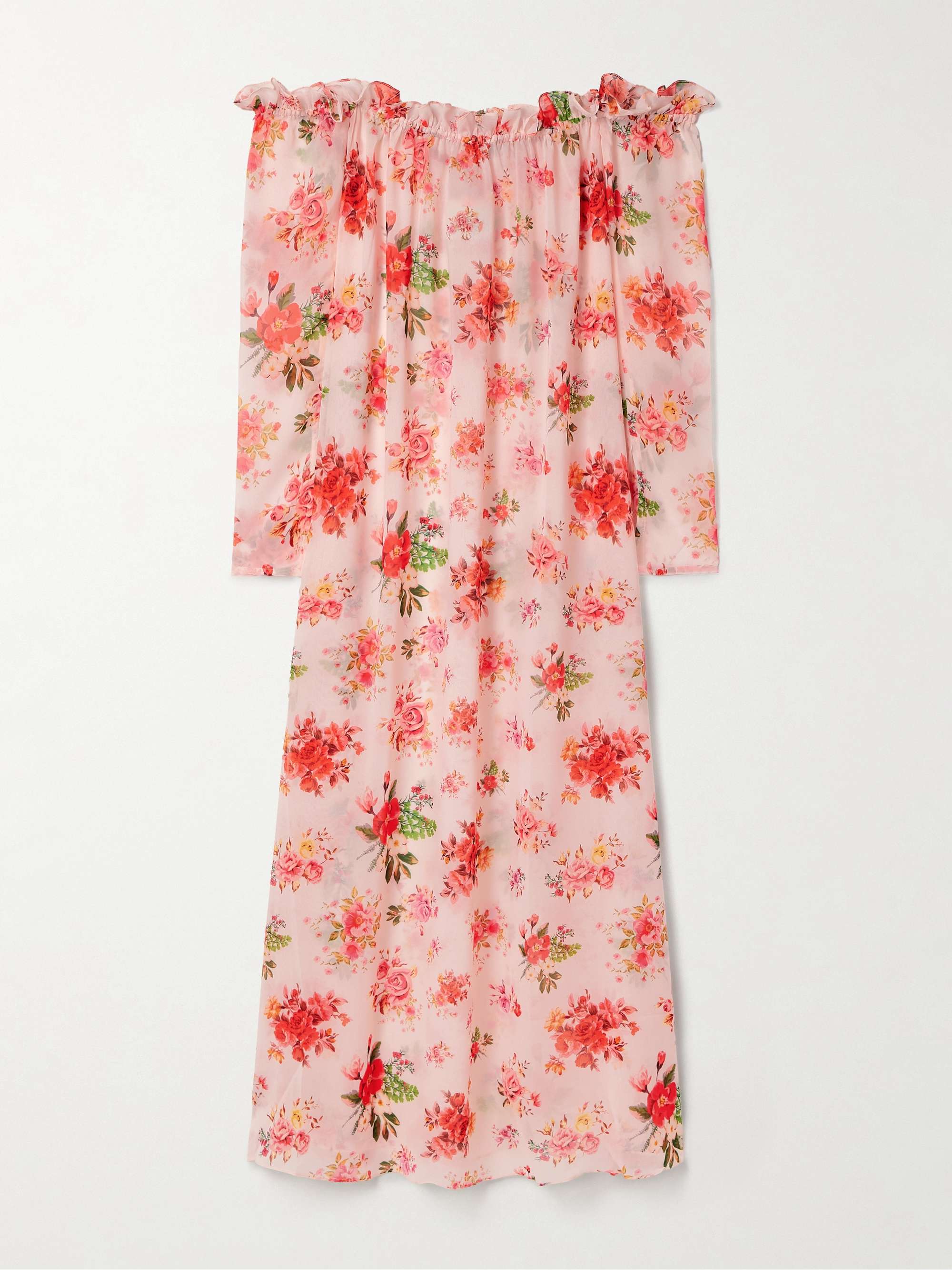 Dede off-the-shoulder ruffled floral-print crepe de chine maxi dress view