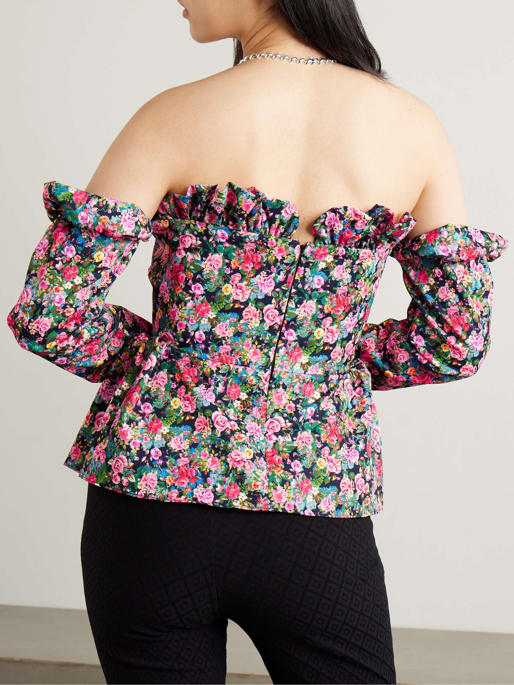 Jacqueline off-the-shoulder floral-print woven peplum top view