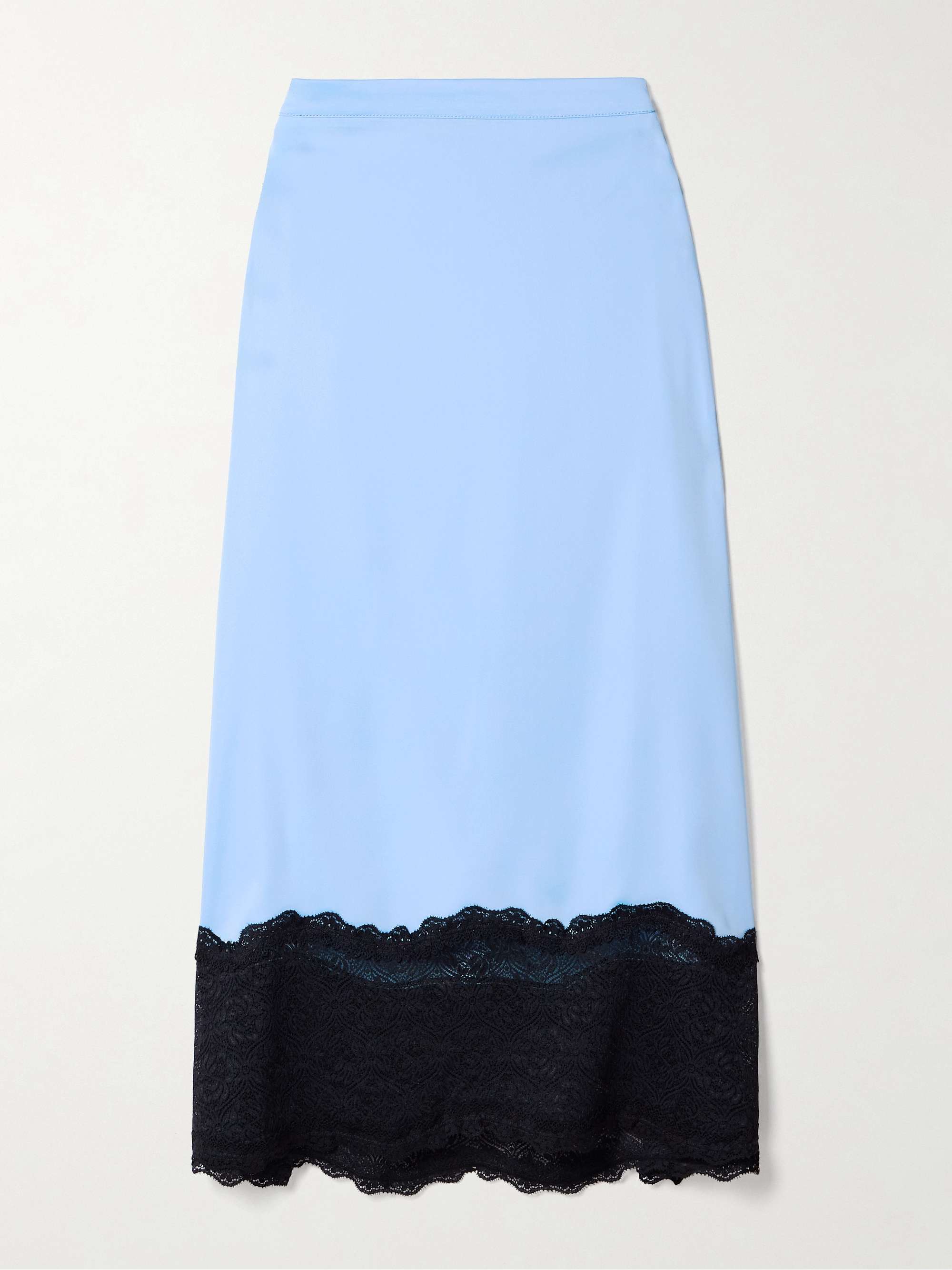 Shonda lace-trimmed satin midi skirt view