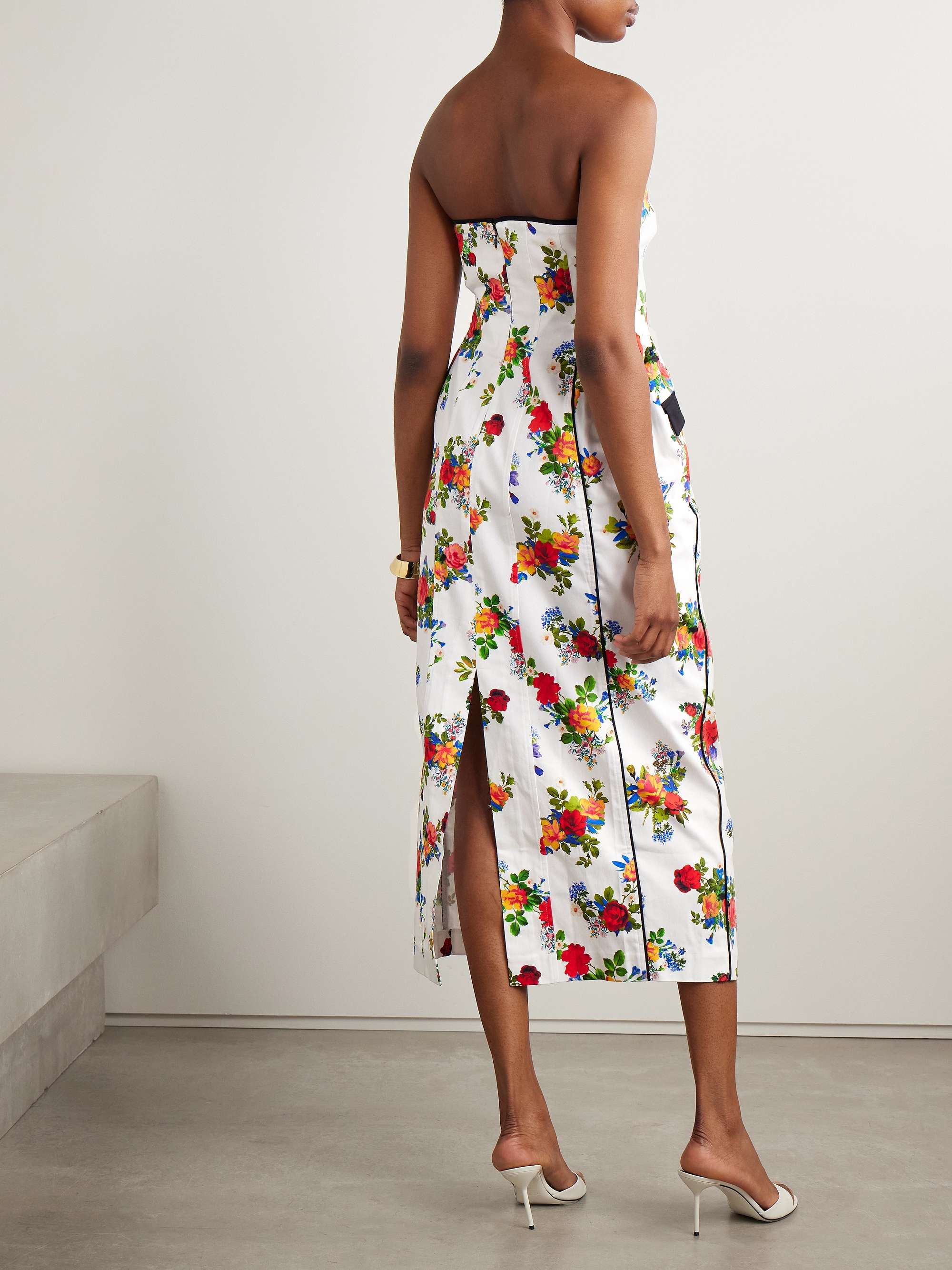 Maryan strapless floral-print cotton-blend poplin midi dress view