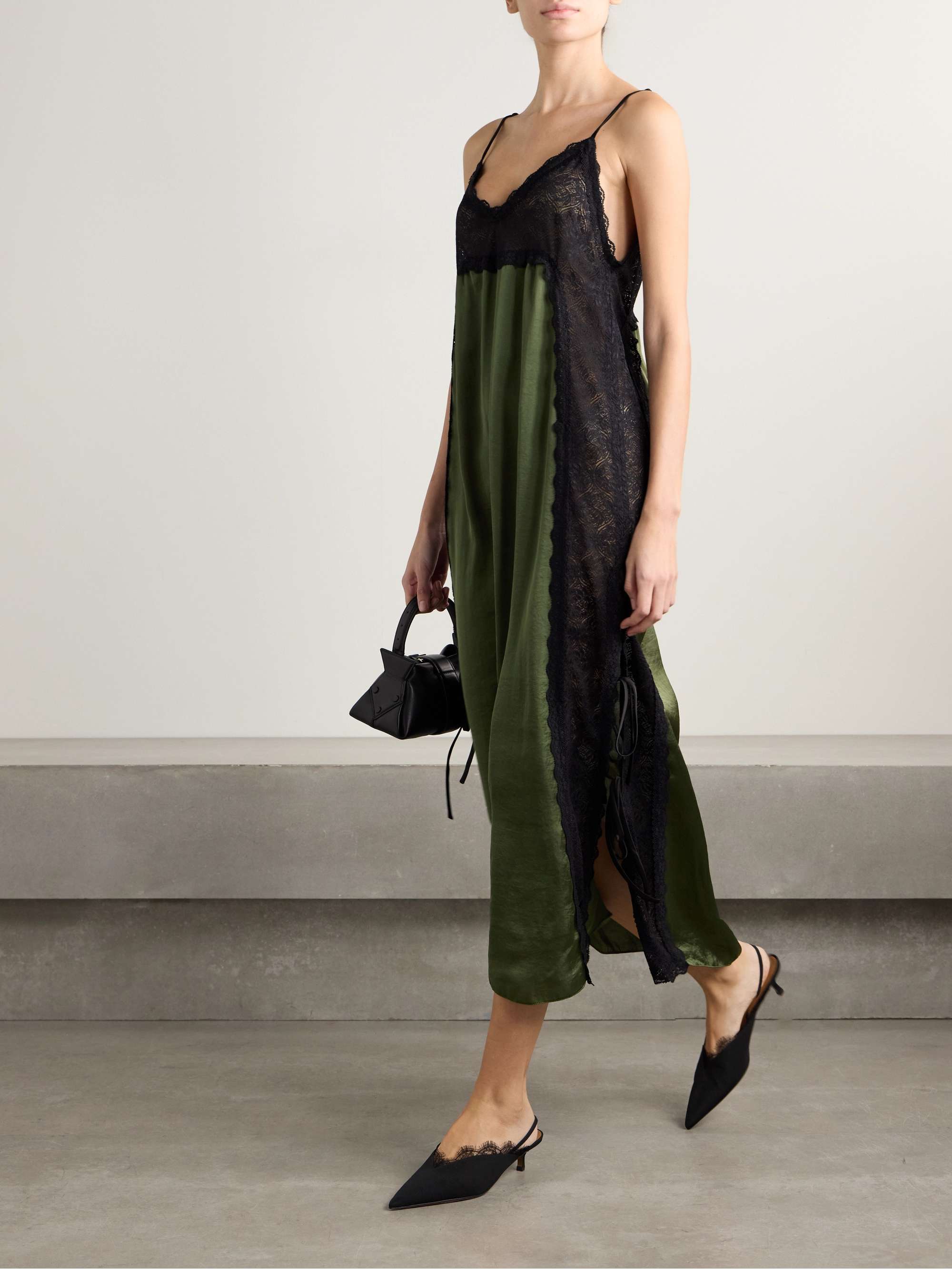 Somaly tie-detailed guipure lace and silk-satin midi dress view