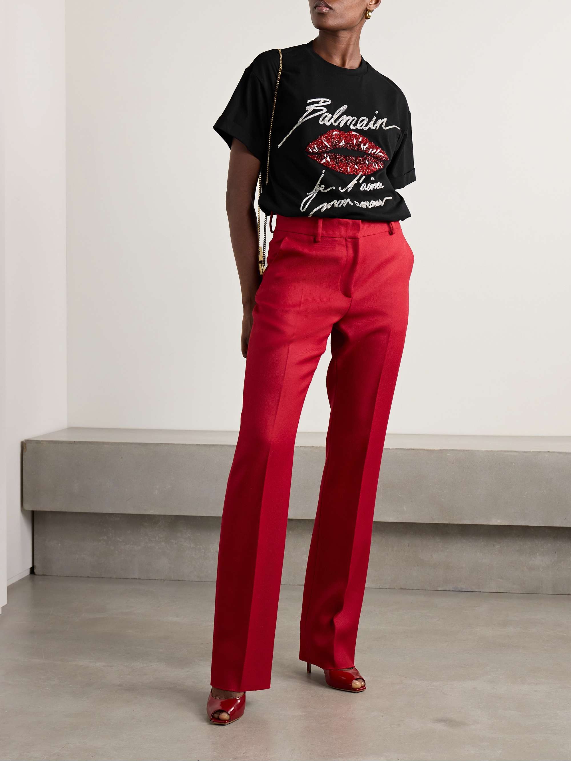 Embellished cotton-jersey T-shirt view